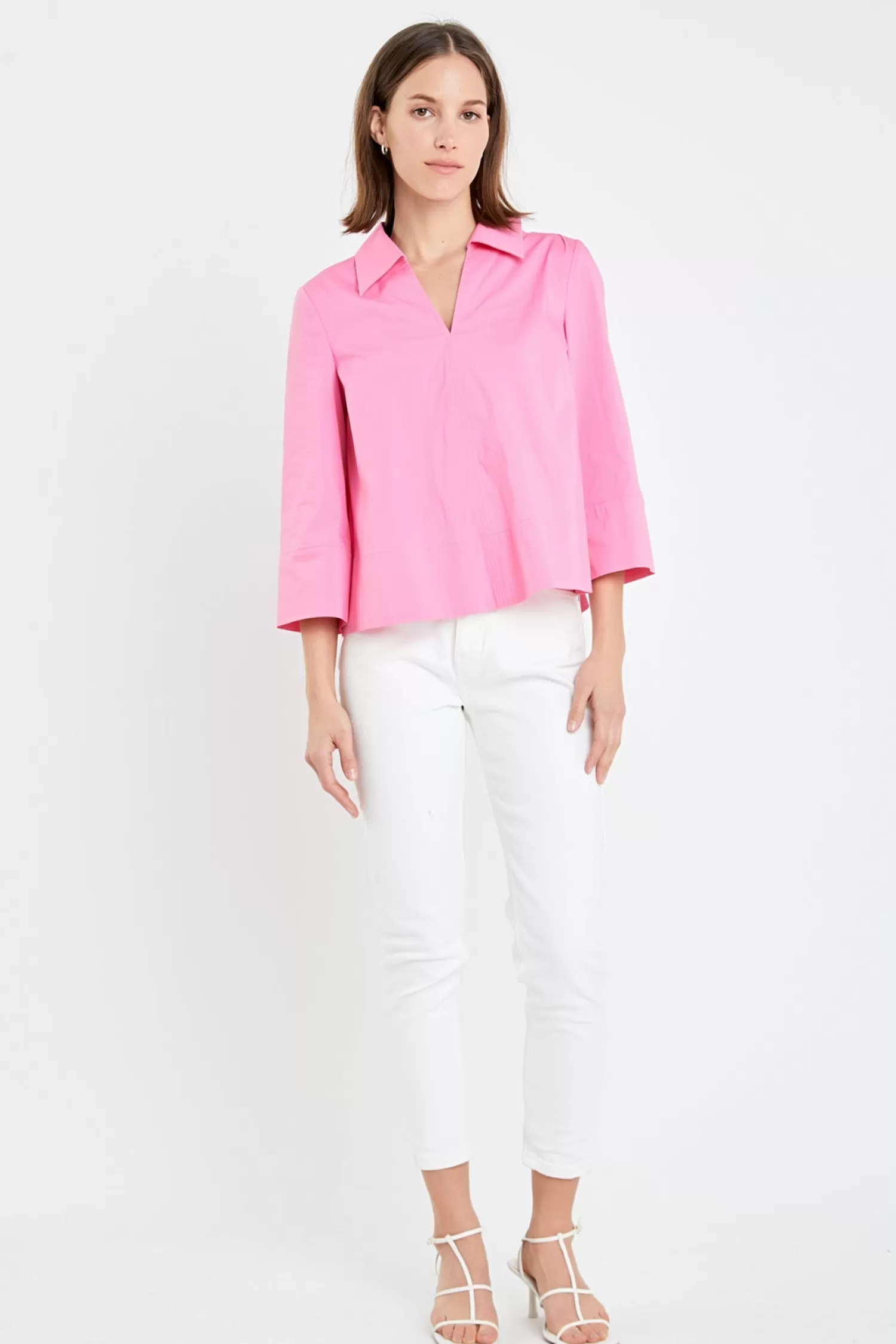 Discount A-Line Kaftan Collar Top Tops