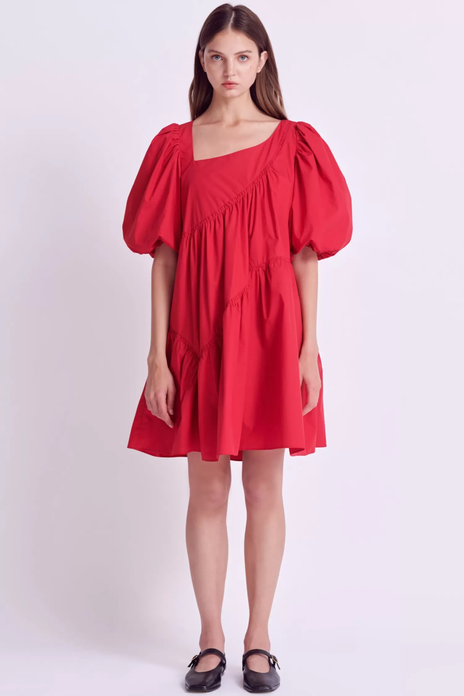 New Asymmetric Poplin Tiered Dress Mini Dresses | Dresses