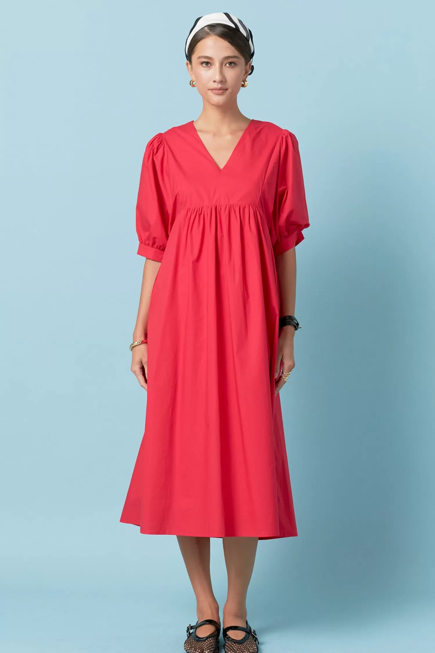 Online Back Bow Detail Midi Dress Midi Dresses | Puff Sleeve Perfection