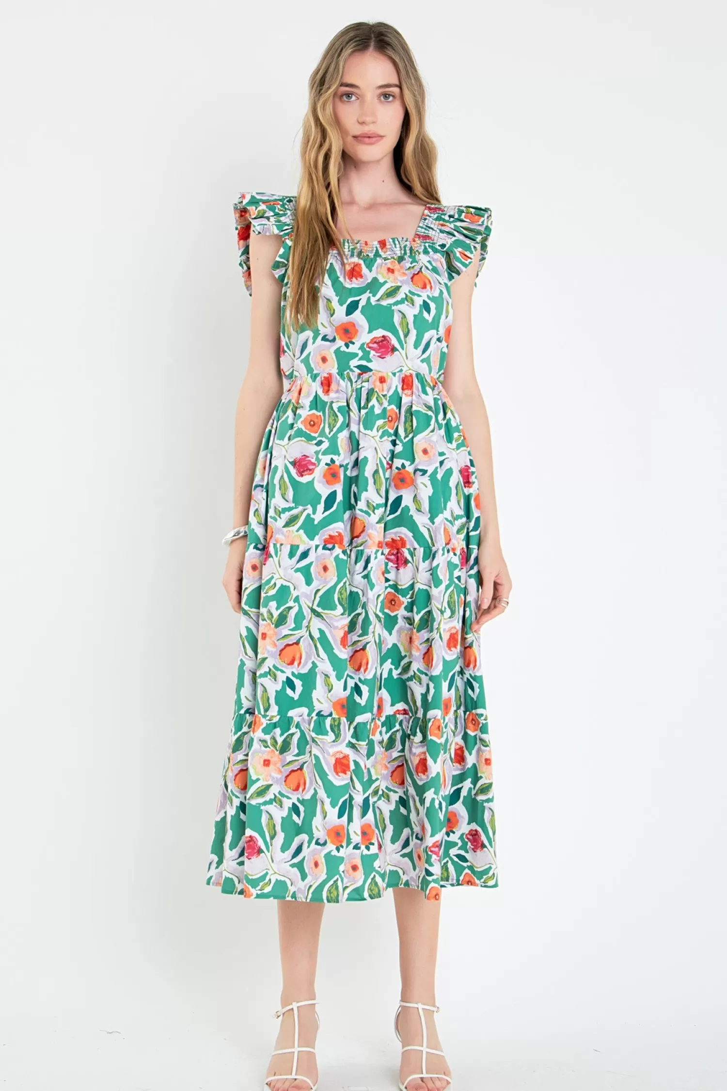 Fashion Back Bow Floral Midi Dress Midi Dresses | Frills And Thrills