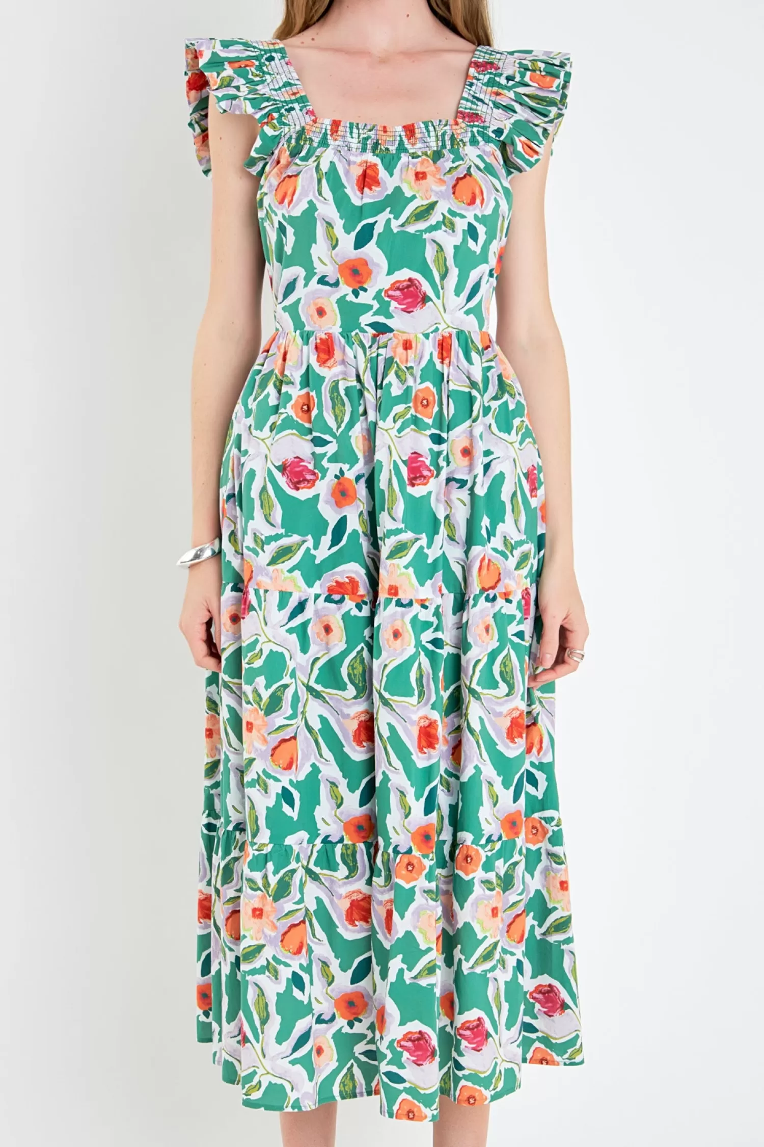 Fashion Back Bow Floral Midi Dress Midi Dresses | Frills And Thrills