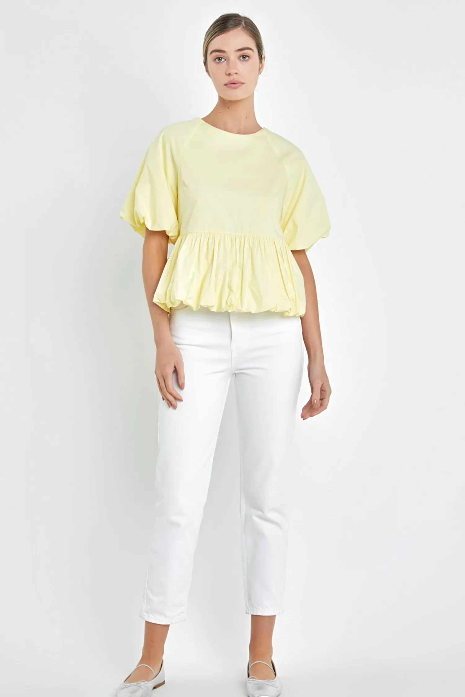 Fashion Balloon Poplin Top Frills And Thrills | Puff Sleeve Perfection