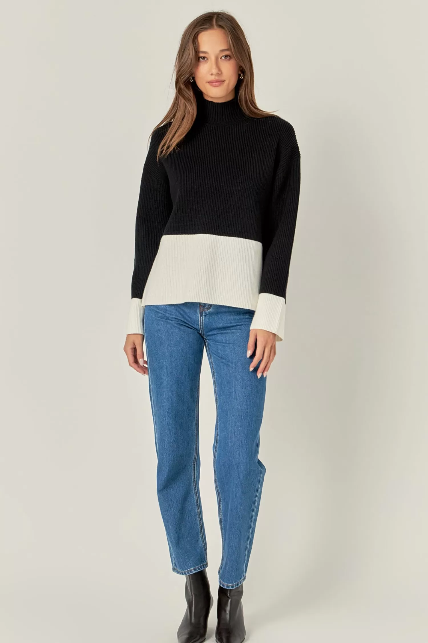 Best Bicolor High Collar Sweater Sweaters & Knits | Sweater Season