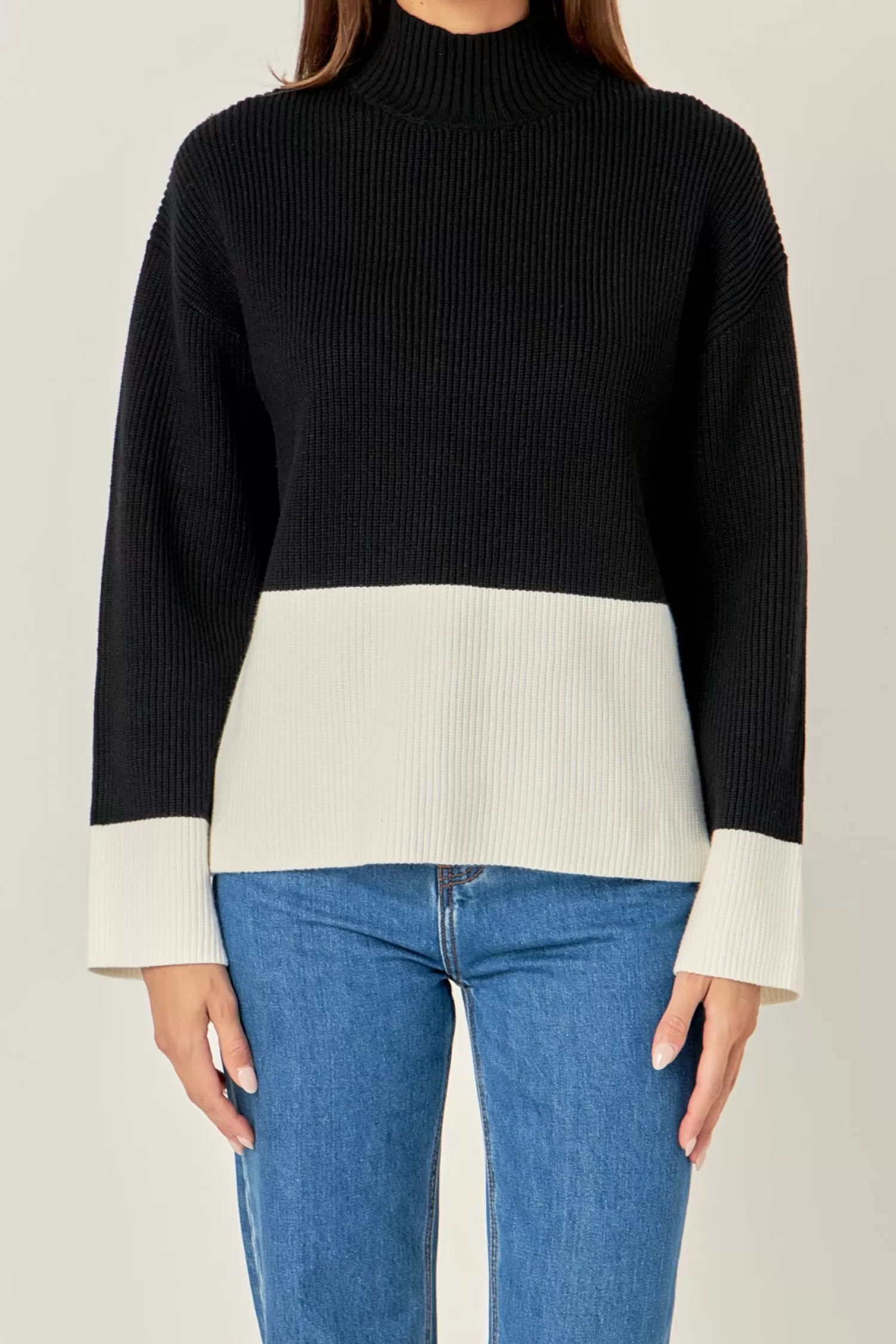 Best Bicolor High Collar Sweater Sweaters & Knits | Sweater Season