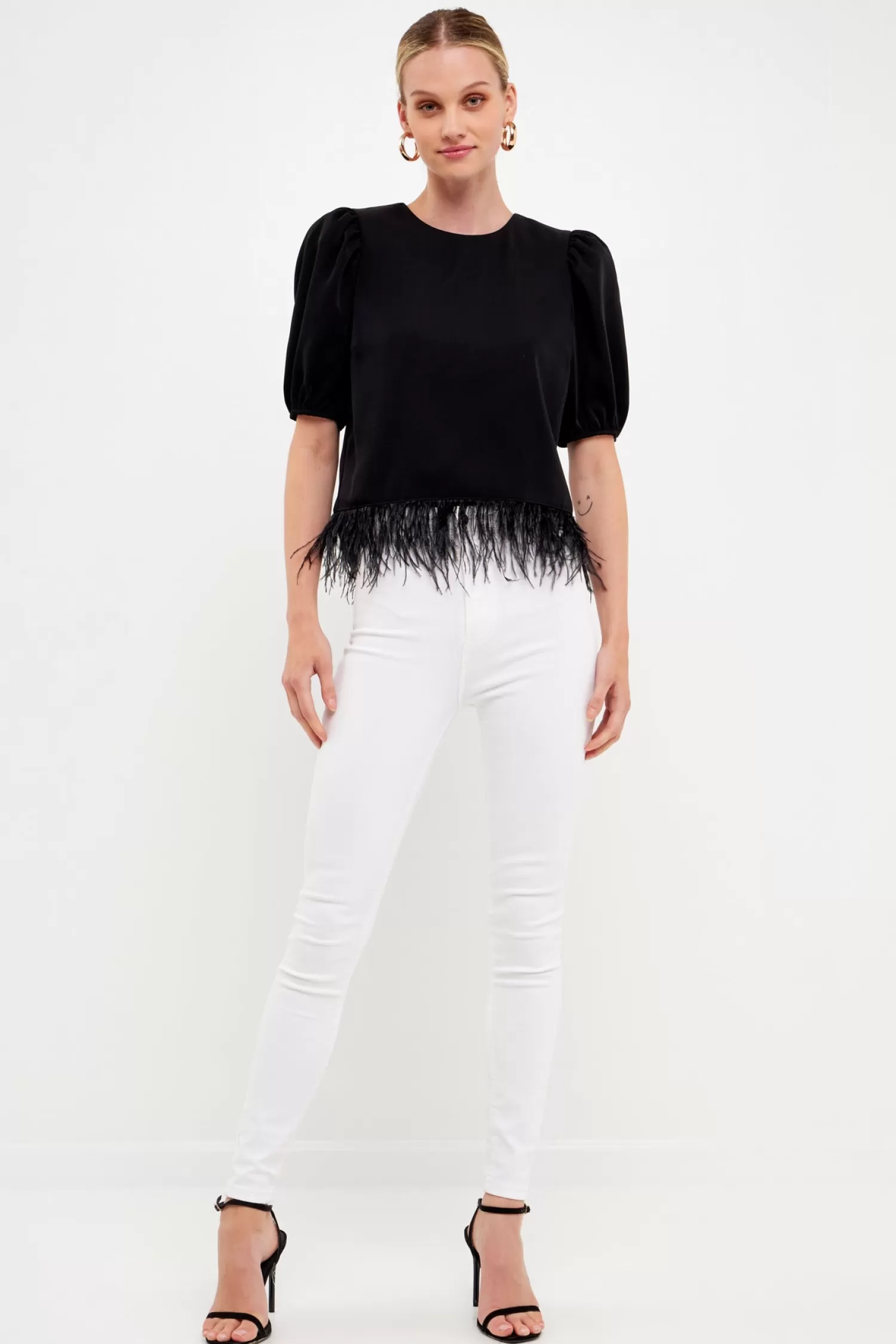 Best Black Feather Edge Top Tops | Bridal Bliss