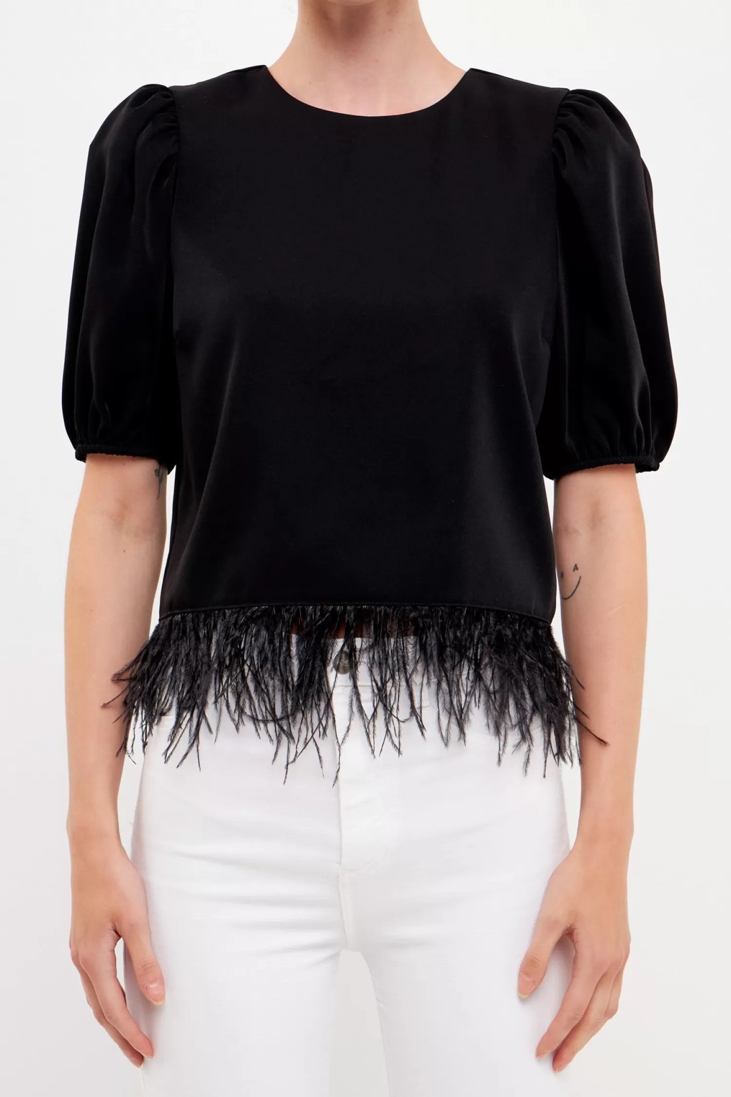 Best Black Feather Edge Top Tops | Bridal Bliss