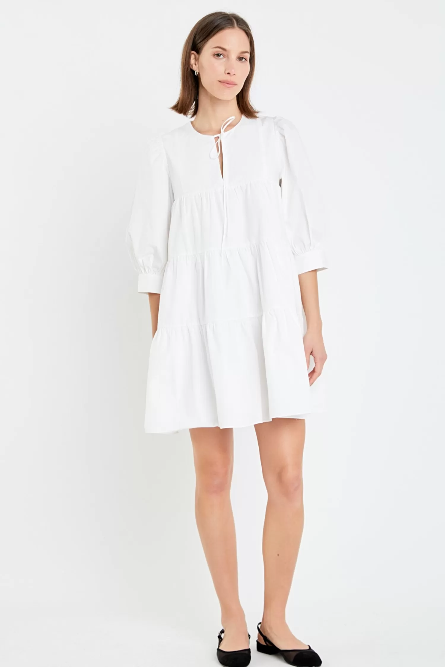 Clearance Blouson Sleeve Poplin Mini Dress Mini Dresses | Dresses