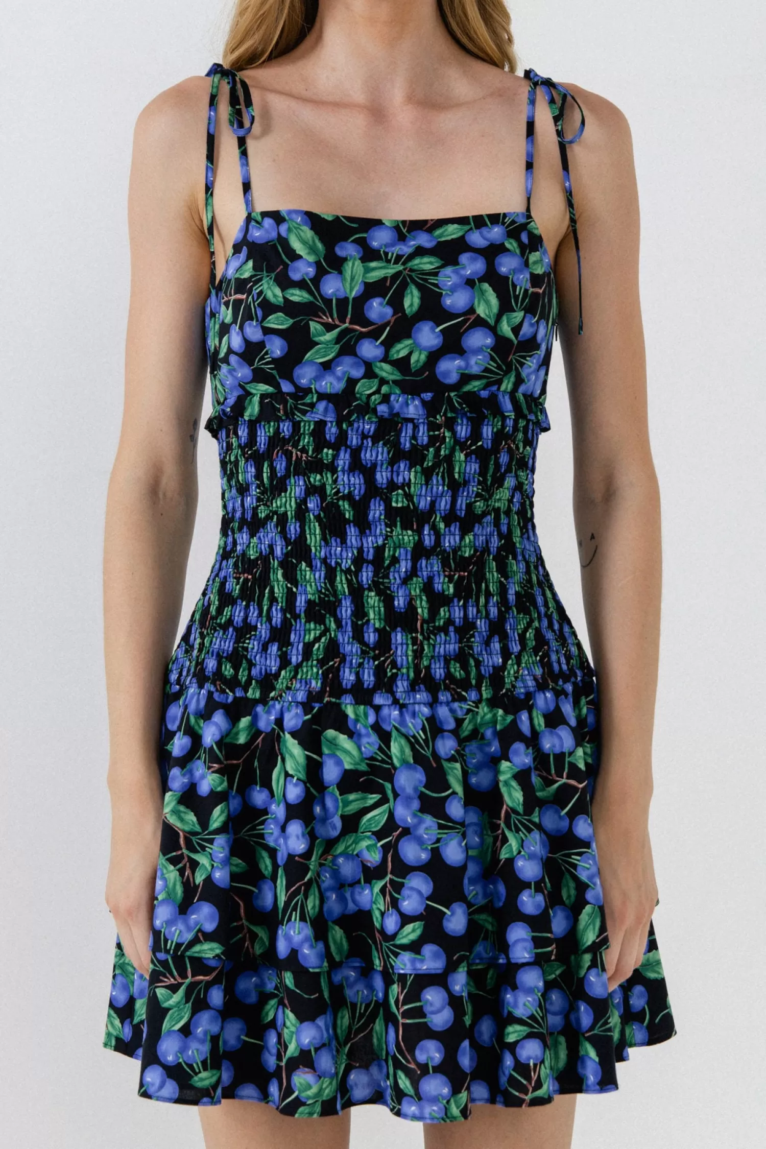 Fashion Blueberry Print Mini Dress Resort Ready | Mini Dresses