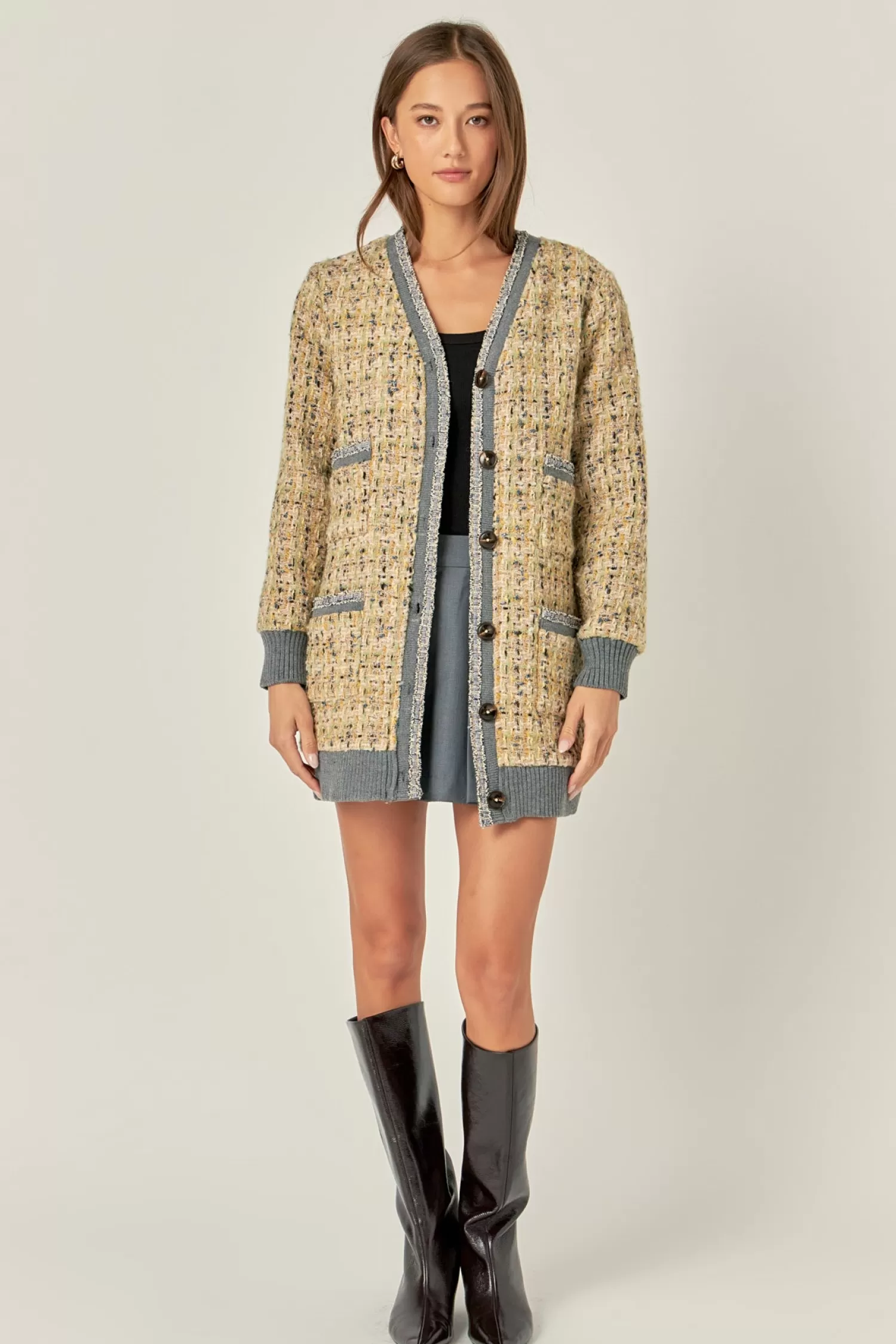 Shop Boucle Coat With Trim Jackets & Coats