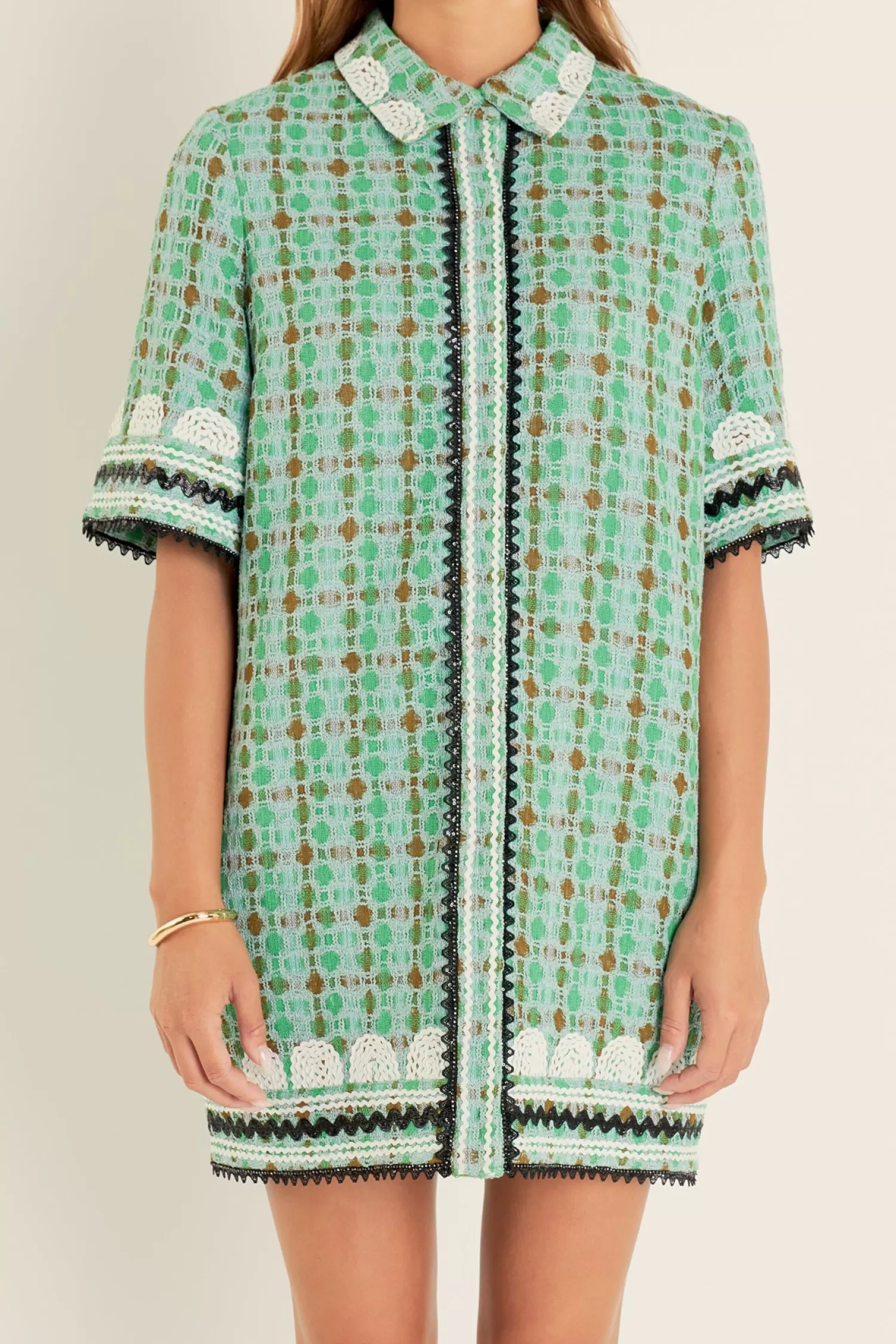 Shop Boucle Mini Shirt Dress With Ric Rac Trim Mini Dresses | Lounge & Casual