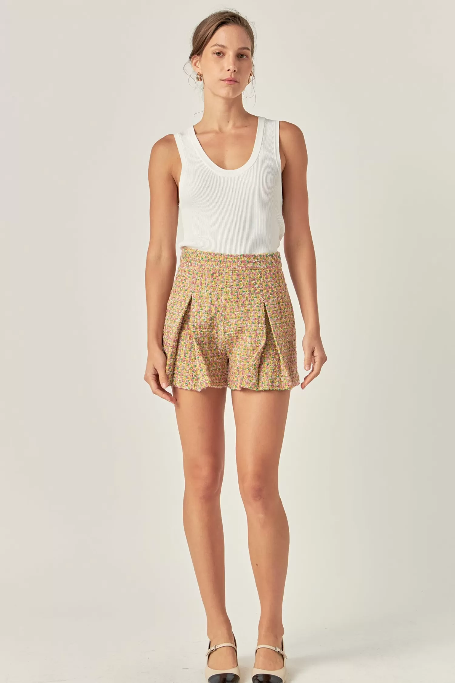 Fashion Boucle Pleated Shorts Date-Night Ready | Skorts