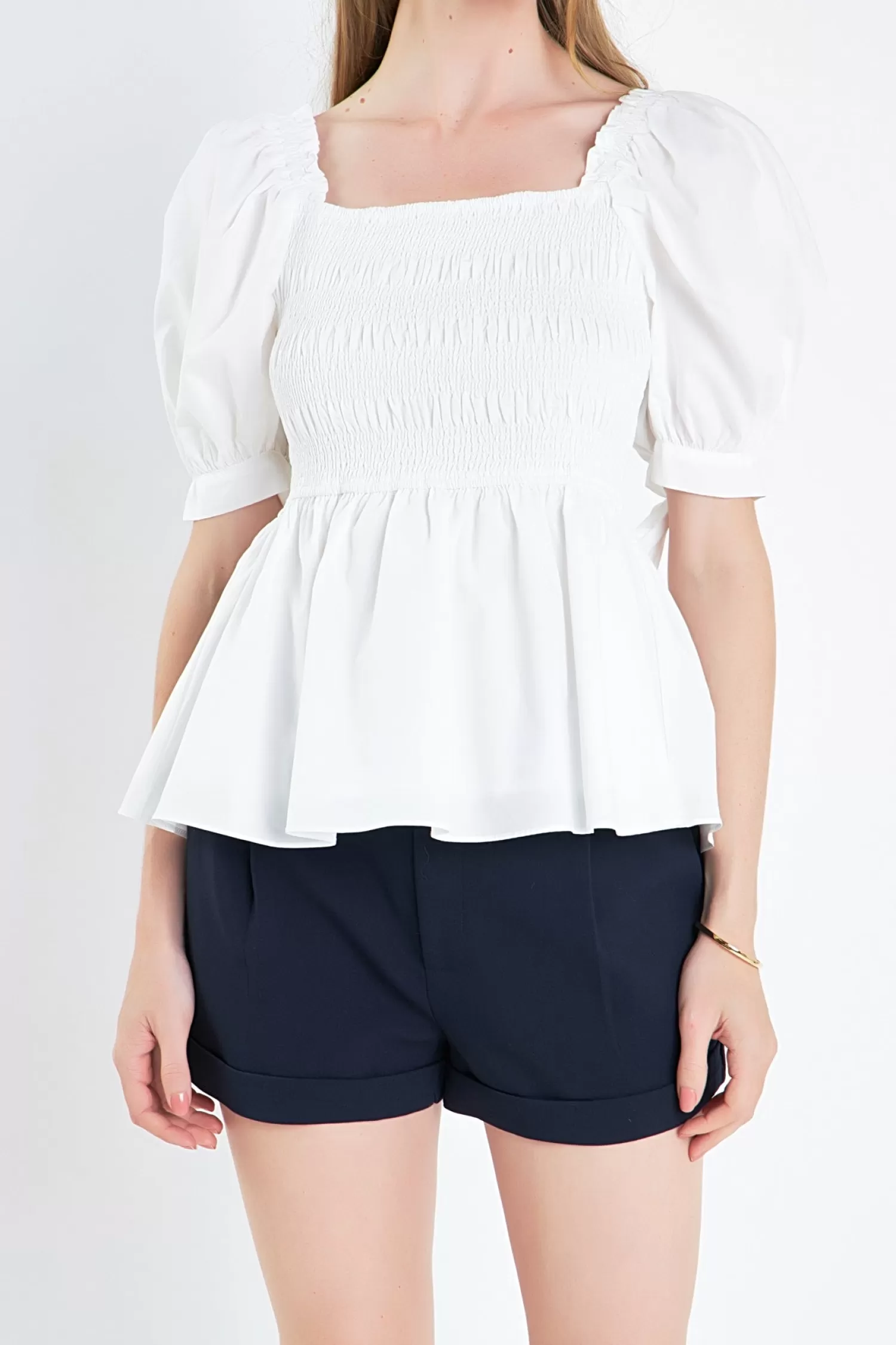 Shop Bow Puff Sleeve Peplum Top Puff Sleeve Perfection | Tops