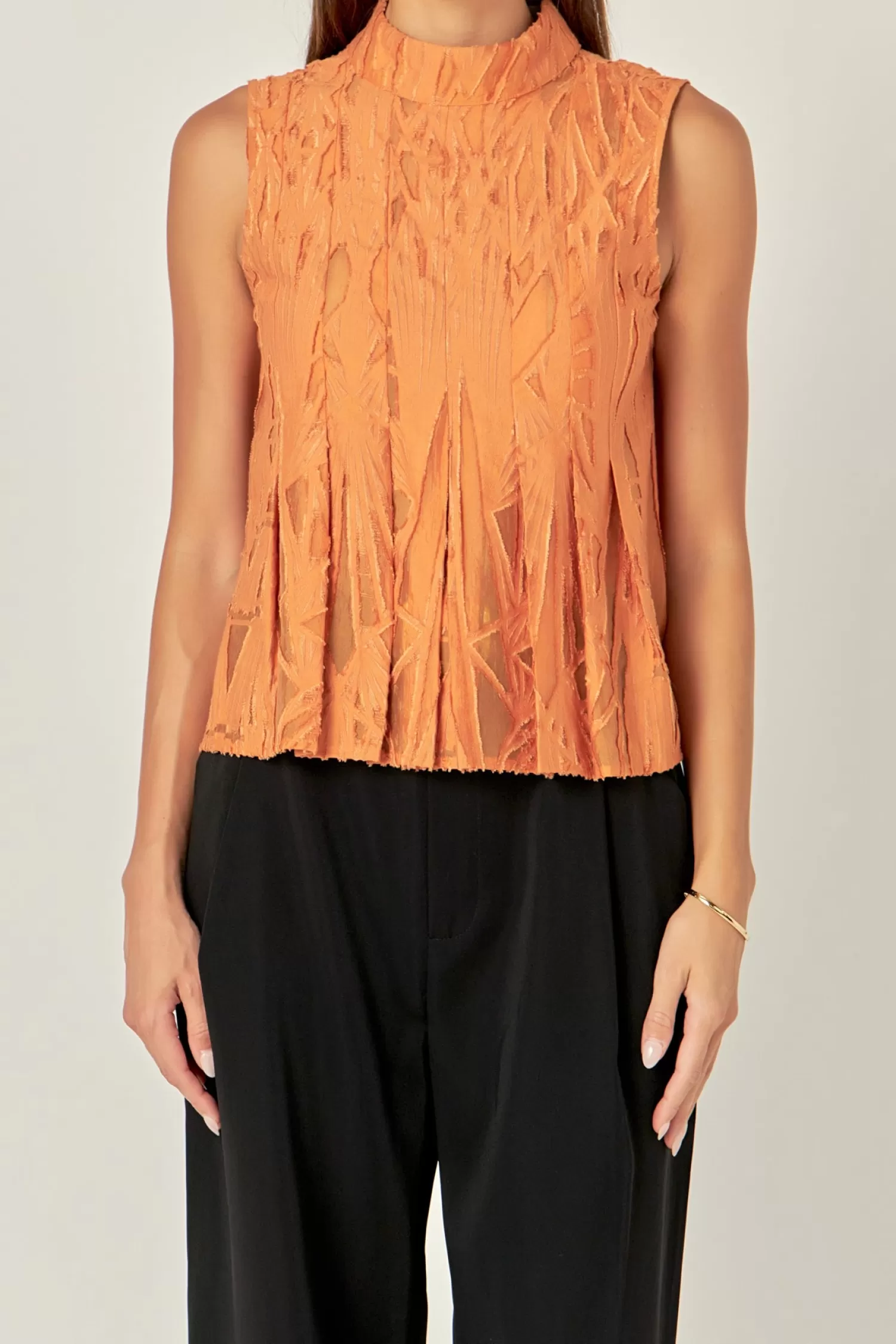 Hot Burnout Pleated sleeveless Top Tops