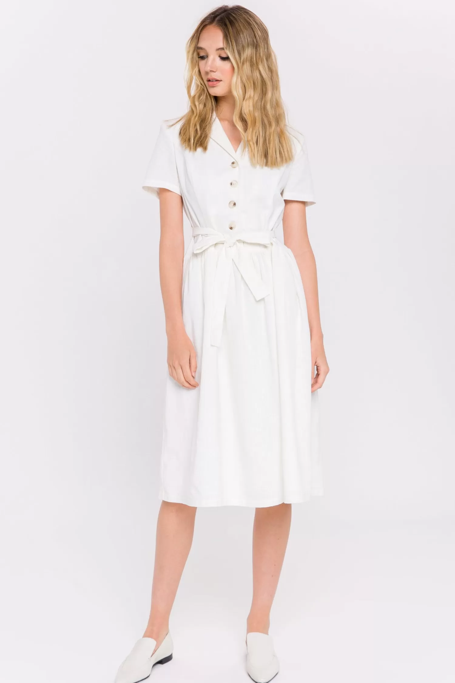 Cheap Button Down Day Dress Midi Dresses | Dresses