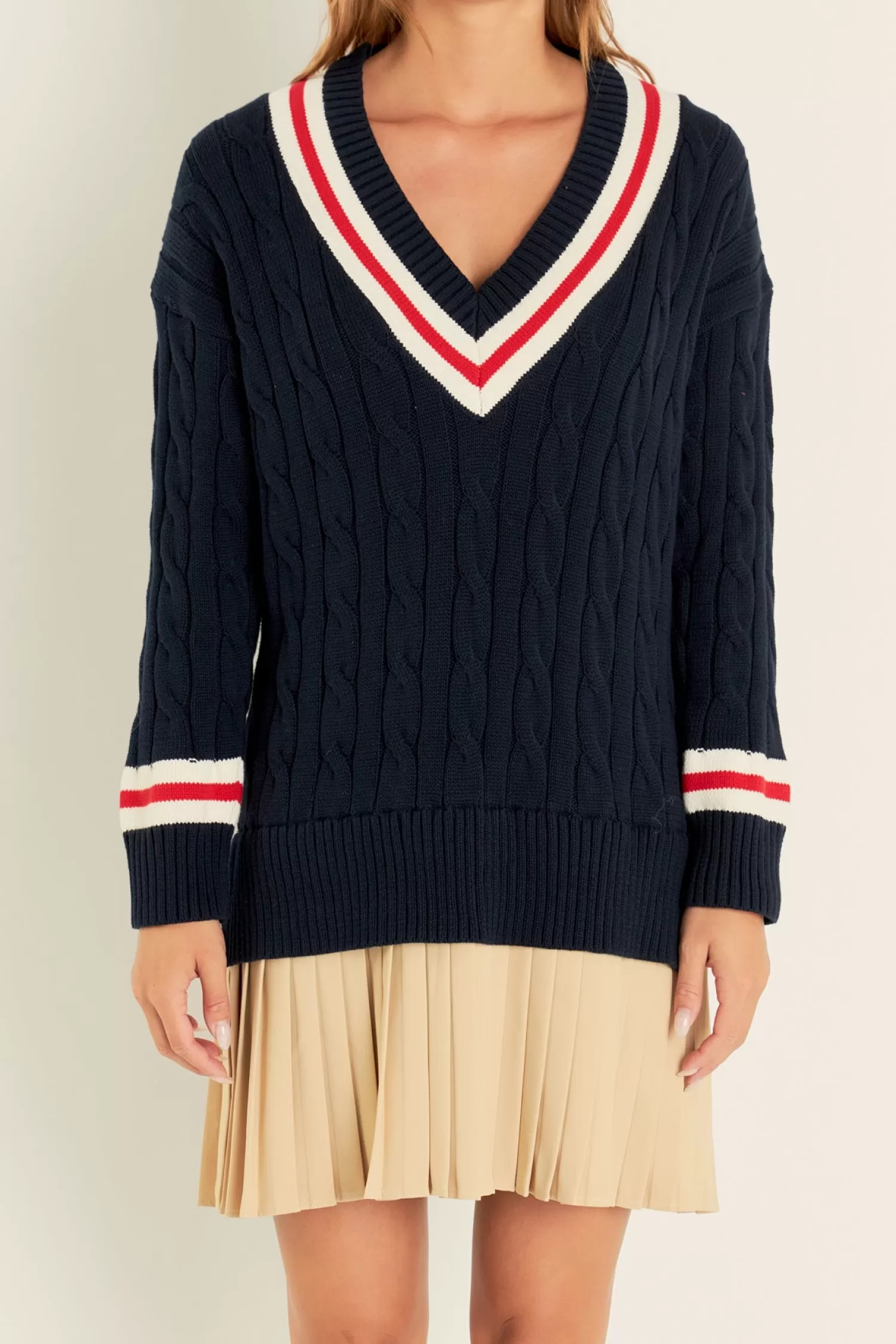 Outlet Cable Knit Pleated Sweater Dress Office Chic | Mini Dresses