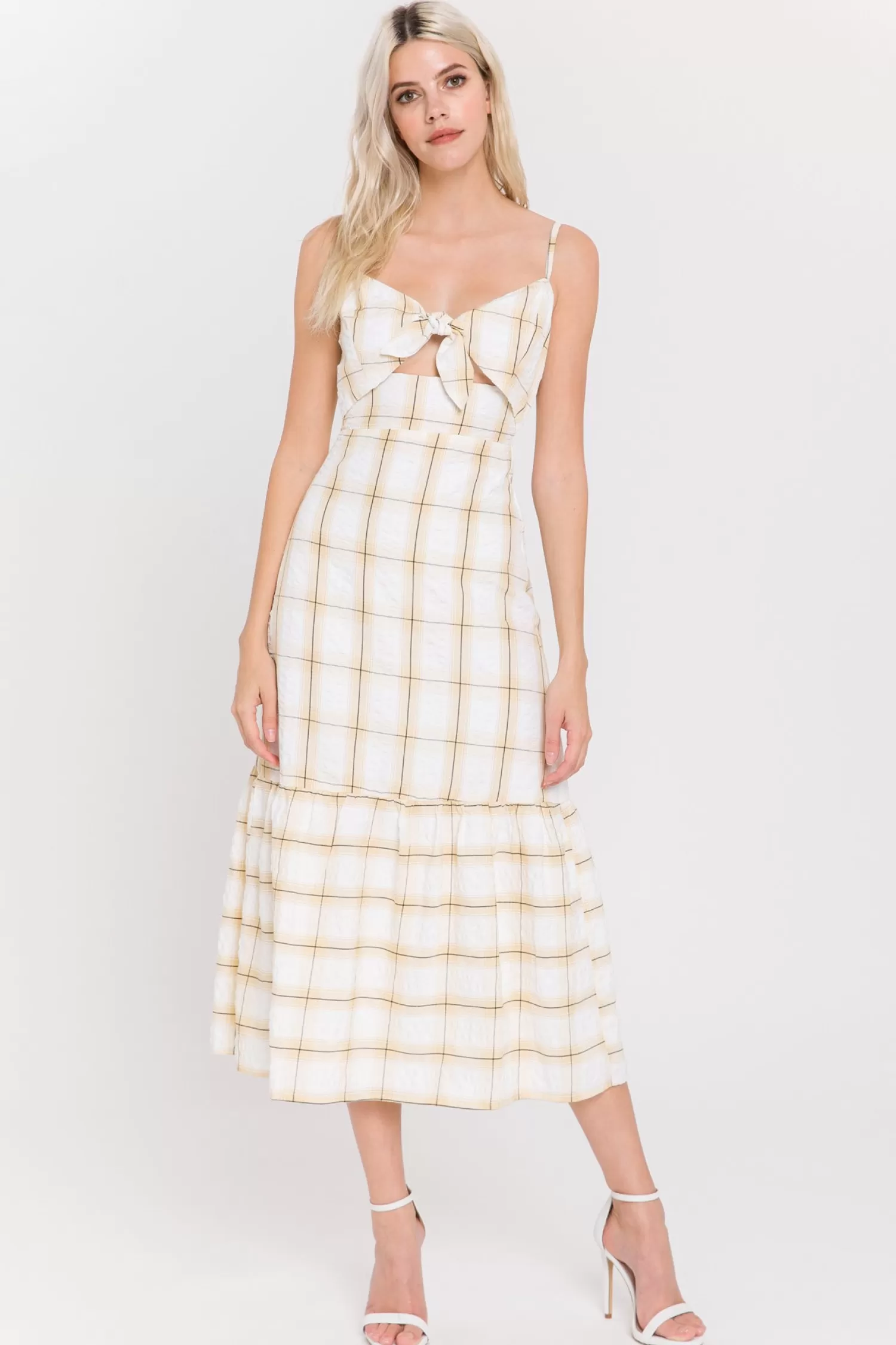 Discount Check Print Maxi Dress Special Occasion | Resort Ready