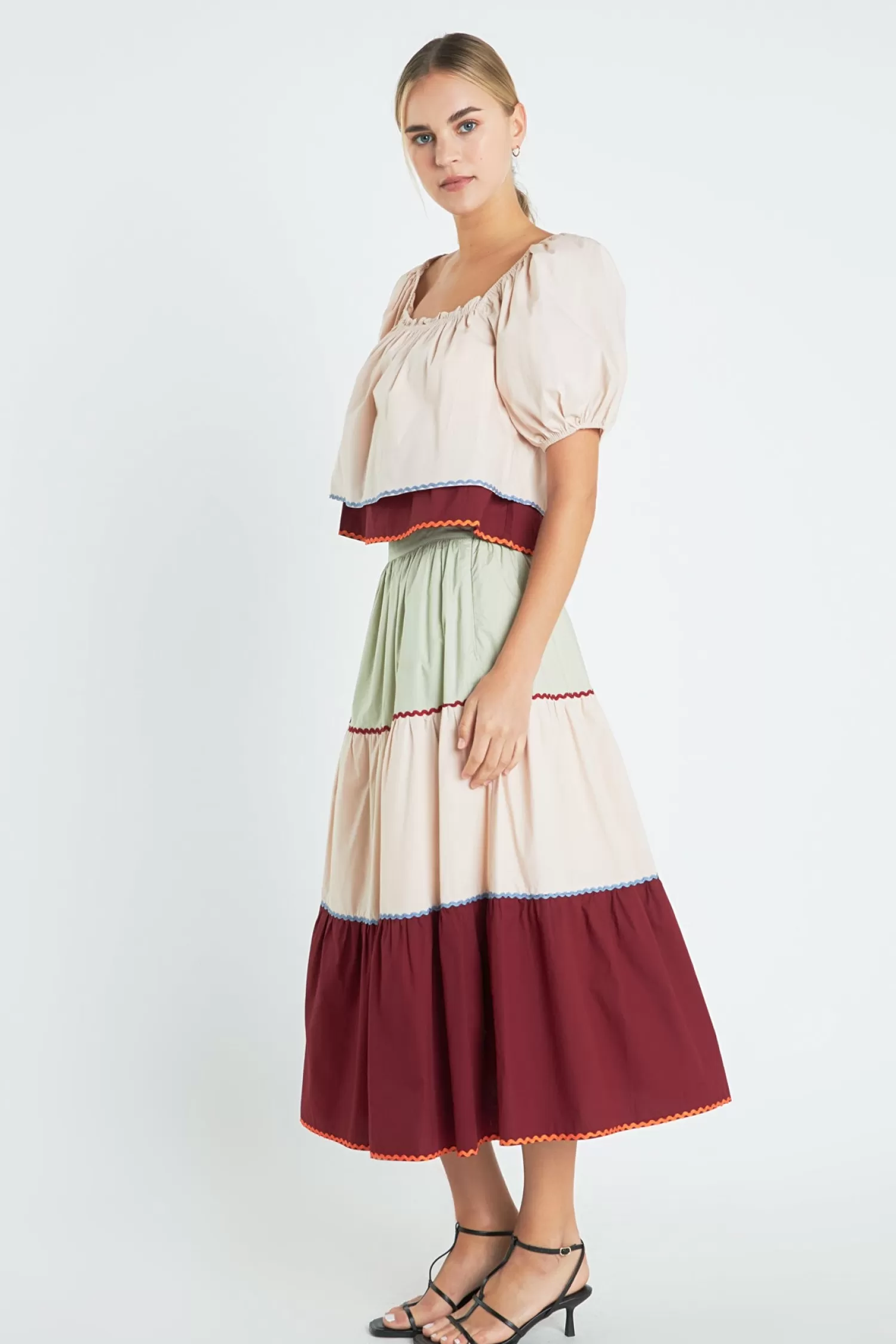 Cheap Color Block Midi Skirt Midi Dresses | Date-Night Ready