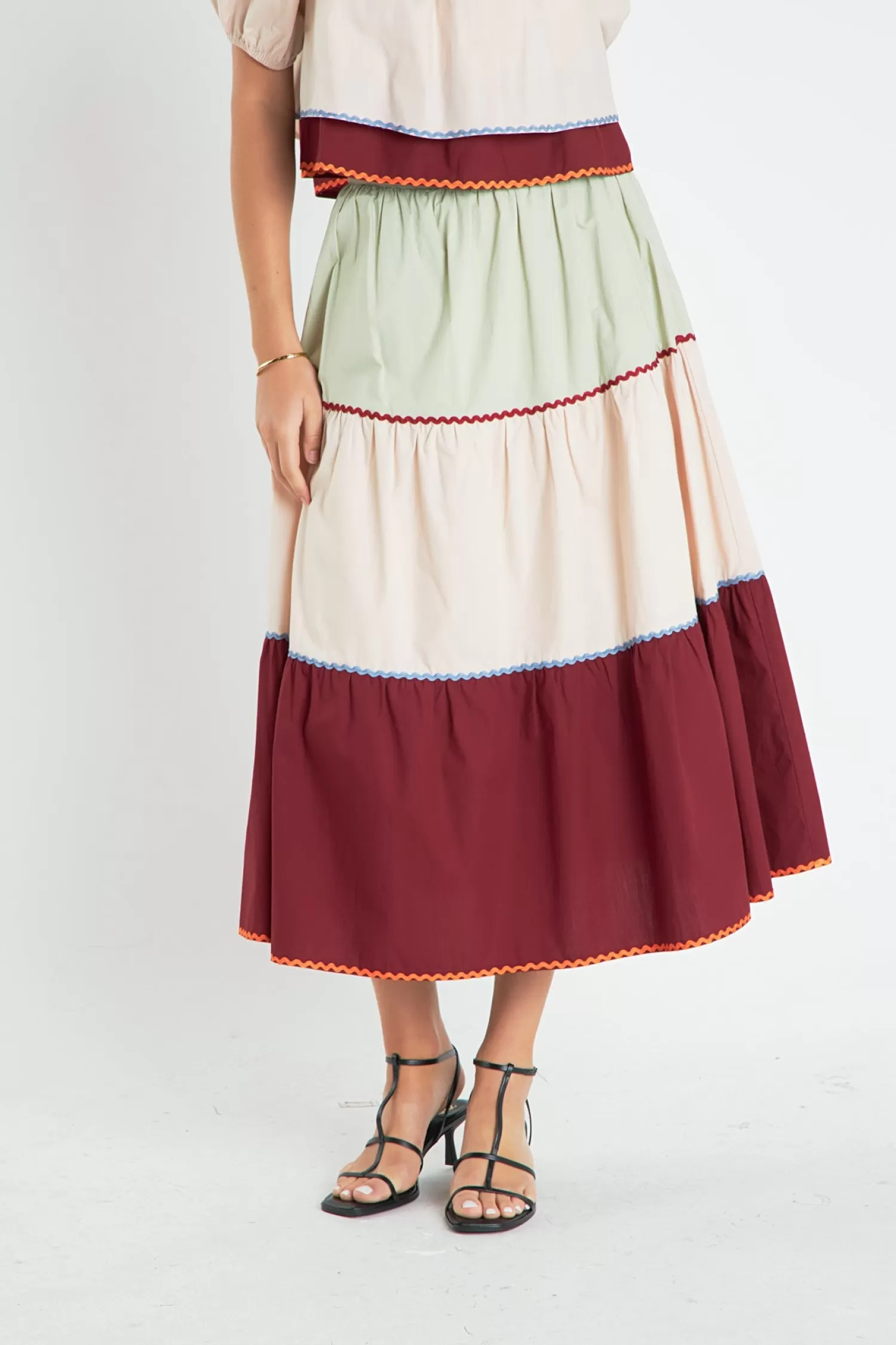 Cheap Color Block Midi Skirt Midi Dresses | Date-Night Ready