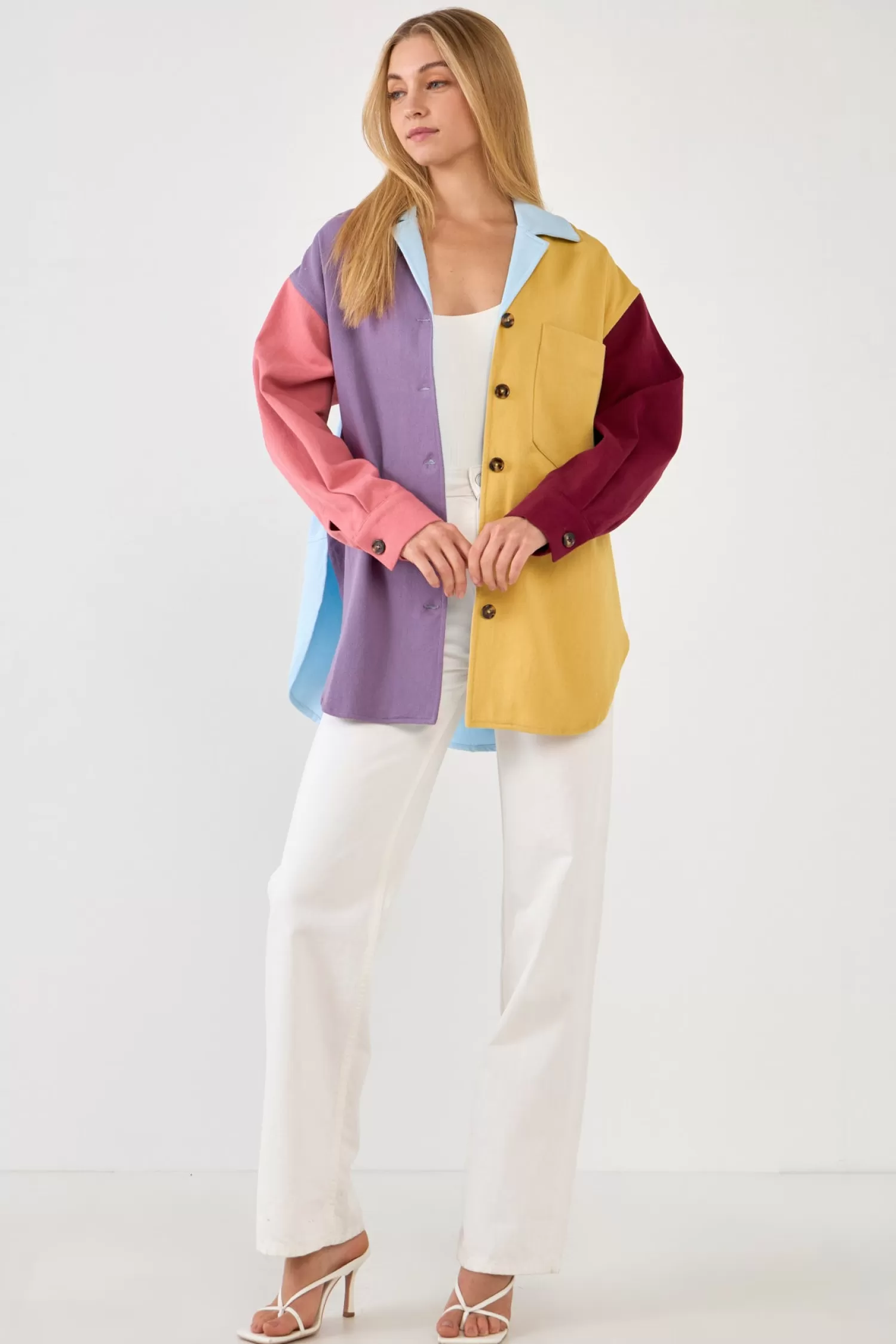 Store Color Block Shirts Jacket Jackets & Coats