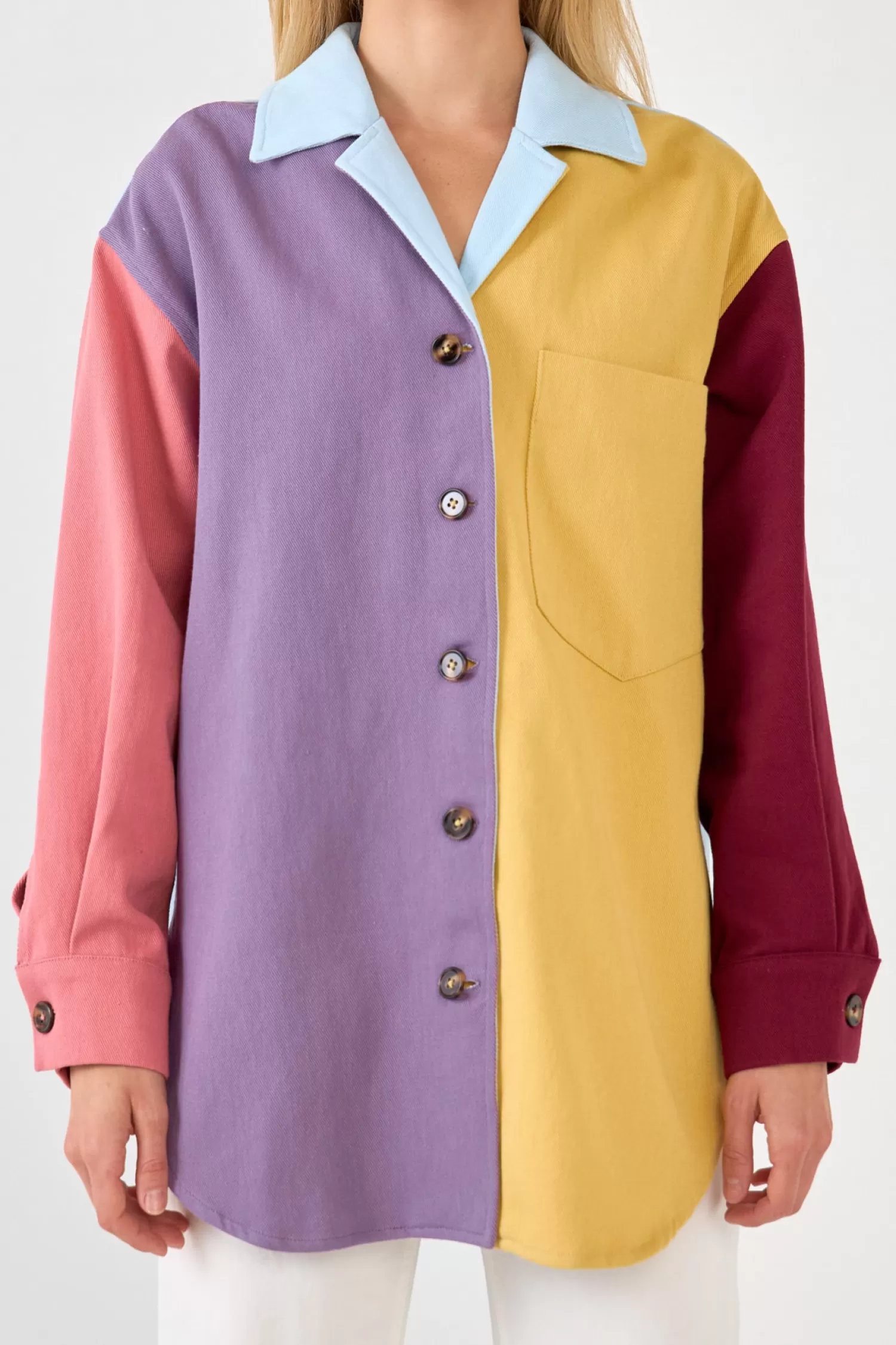 Store Color Block Shirts Jacket Jackets & Coats