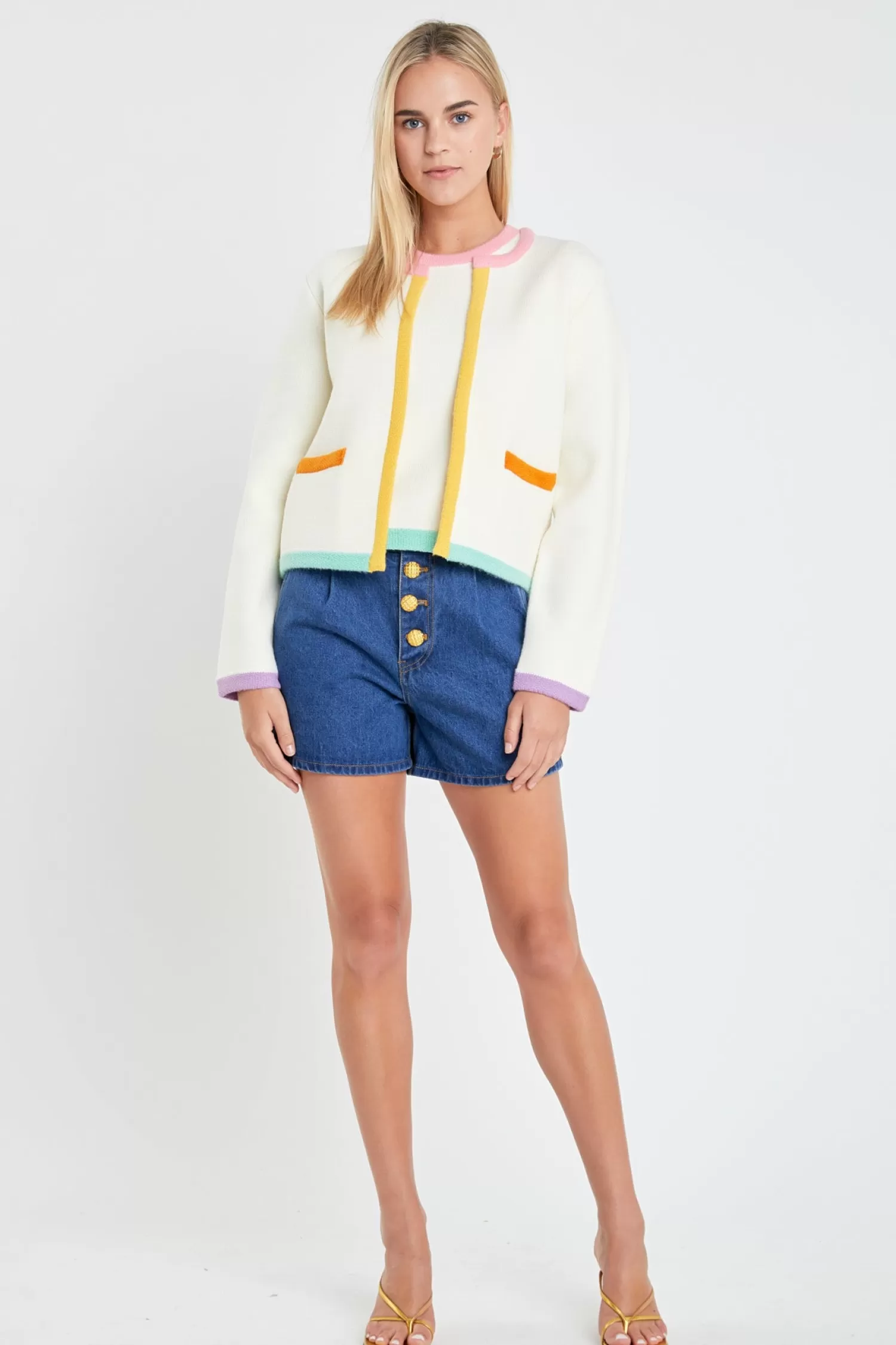 Hot Color Block Sweater Cardigan The Lady Jacket | Sweaters & Knits