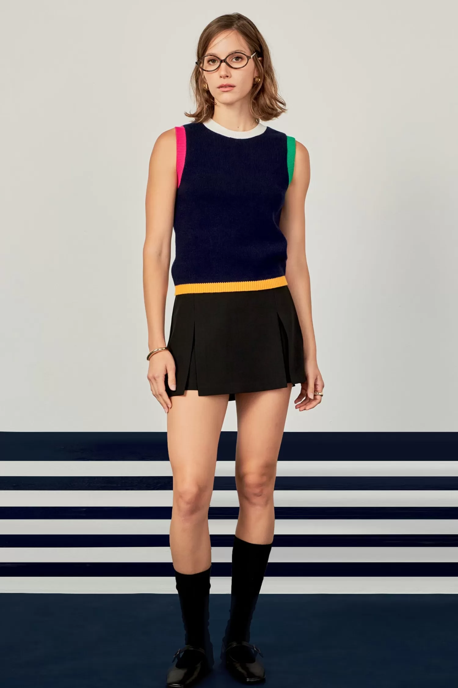 Hot Color Block Vest Tops