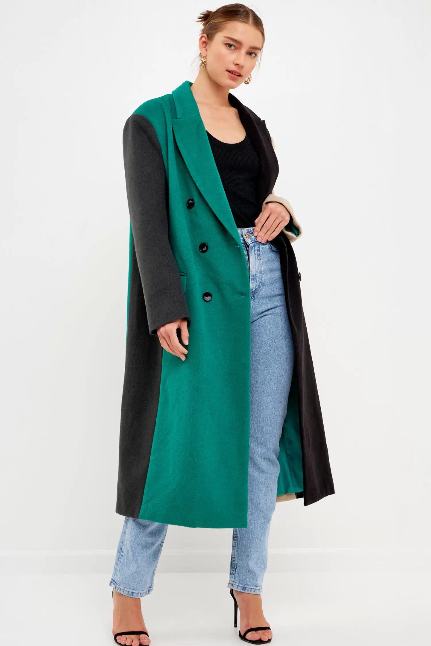 Fashion Colorblock Double-Breasted Coat Best Sellers | Jackets & Coats