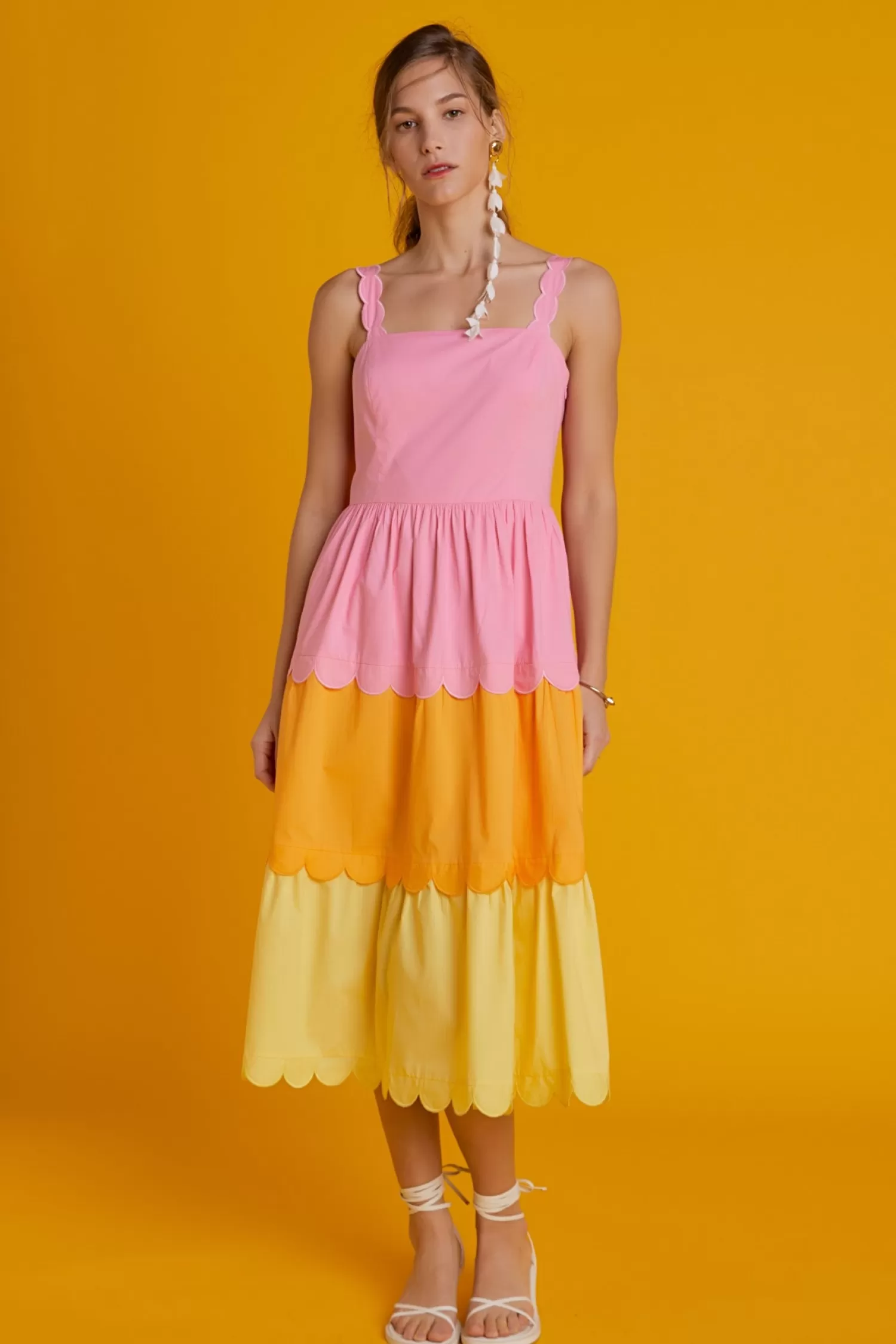 Shop Colorblock Scallop Dress Midi Dresses | Resort Ready