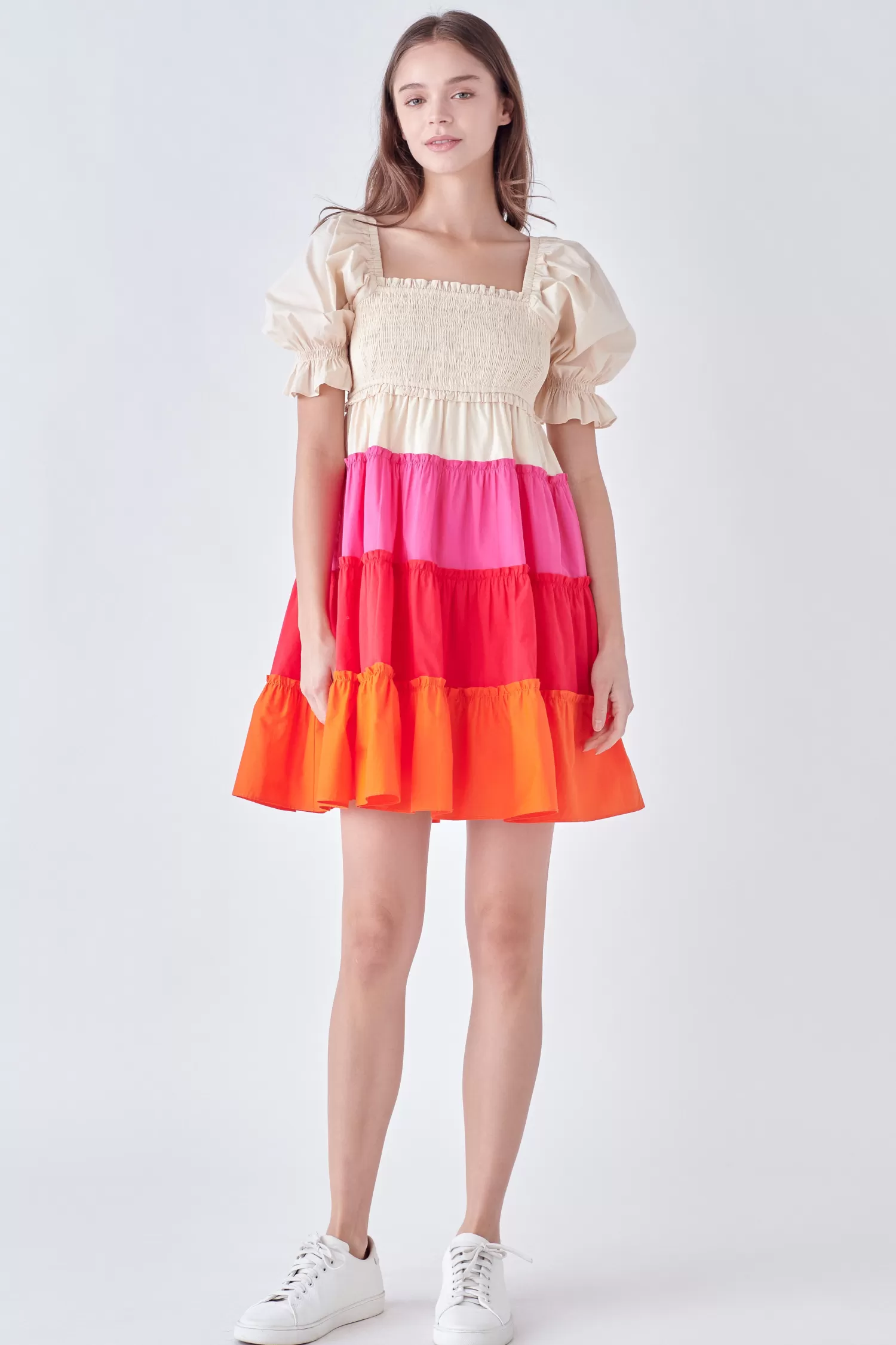 Online Colorblock Smocked Puff Sleeve Mini Special Occasion | Resort Ready