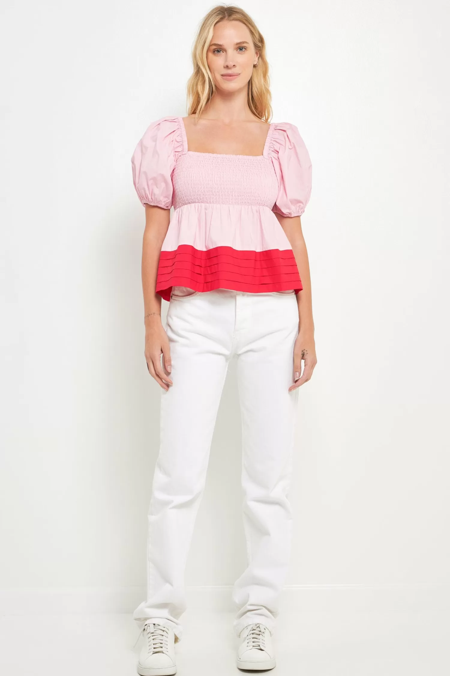 Flash Sale Colorblock Smocked Top Puff Sleeve Perfection | Tops