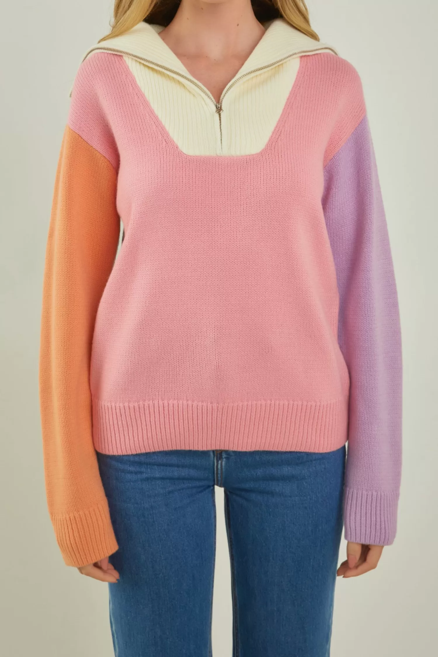 Shop Colorblock Zip Pullover Sweater Best Sellers | Sweaters & Knits