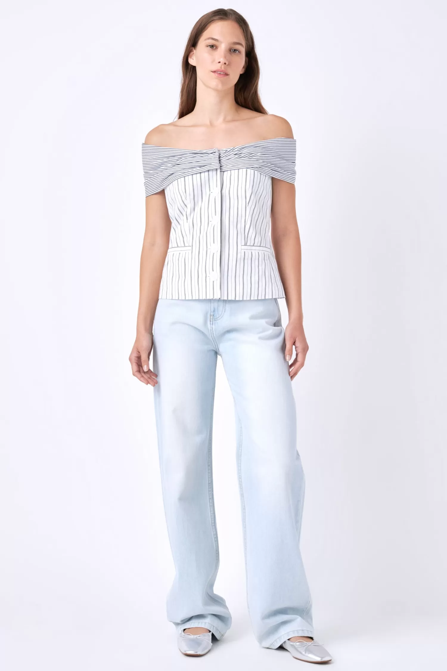 Hot Combination Stripe Off Shoulder Top Stripe Wonders | Tops