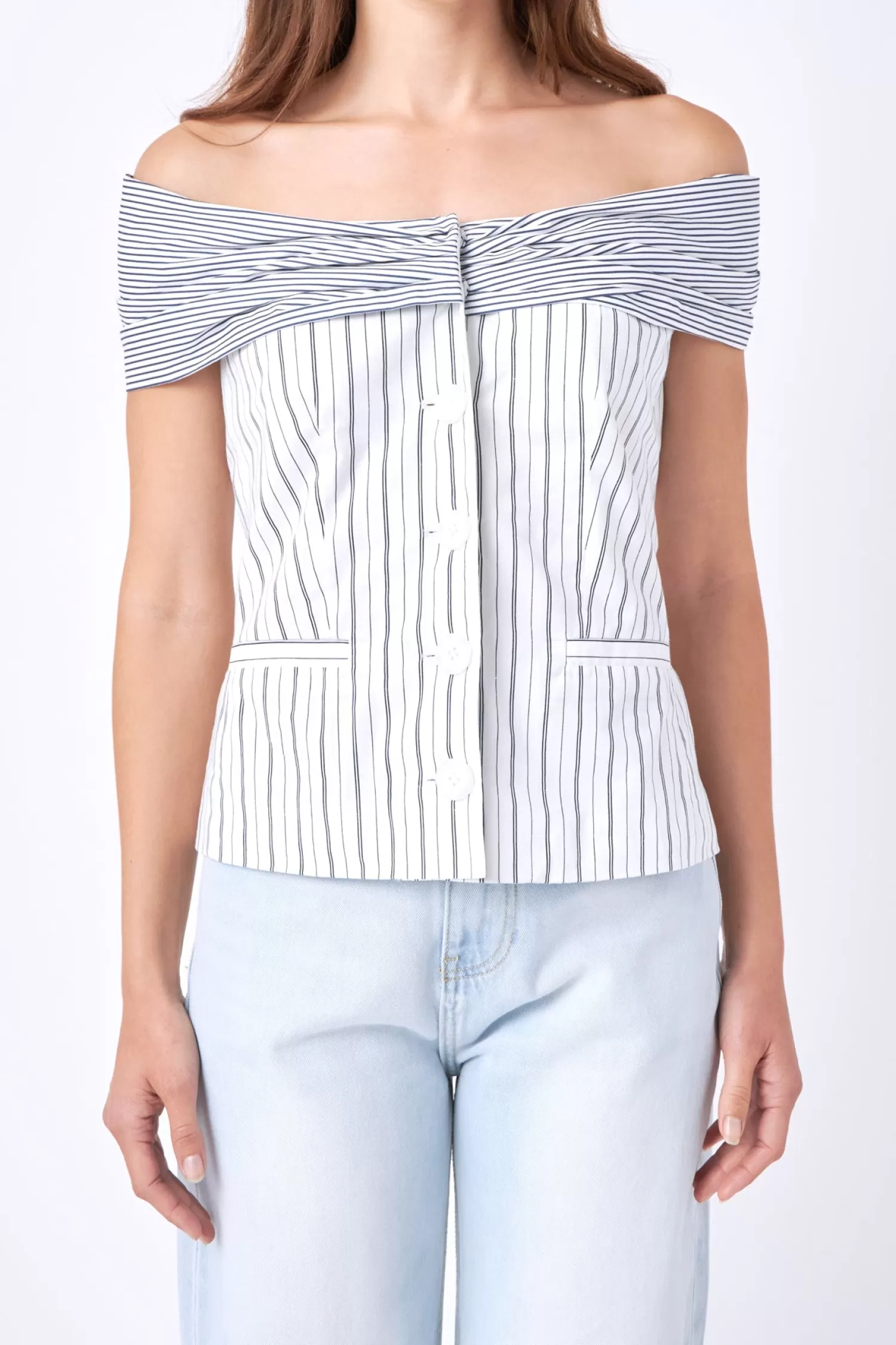 Hot Combination Stripe Off Shoulder Top Stripe Wonders | Tops