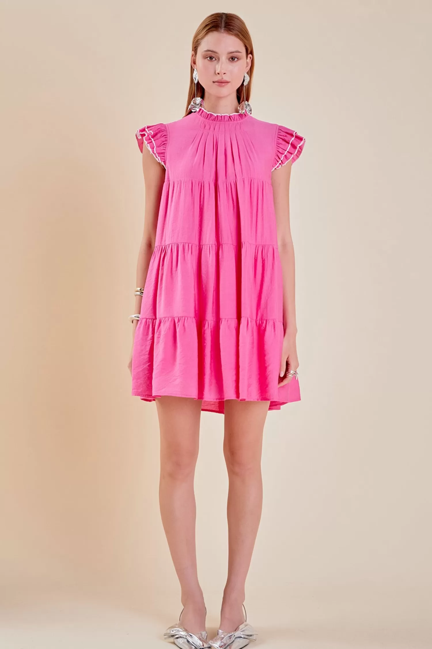 Online Contrast Merrow Babydoll Dress Resort Ready | Mini Dresses