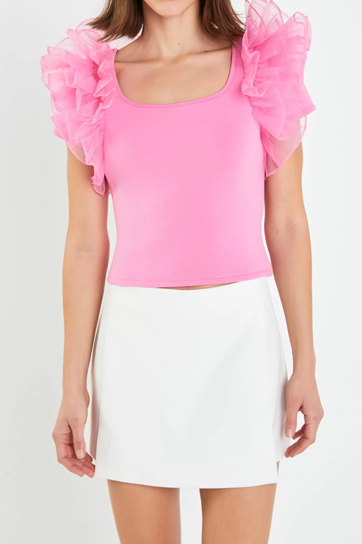 Shop Contrast Organza Top Elevate With Organza | Frills And Thrills