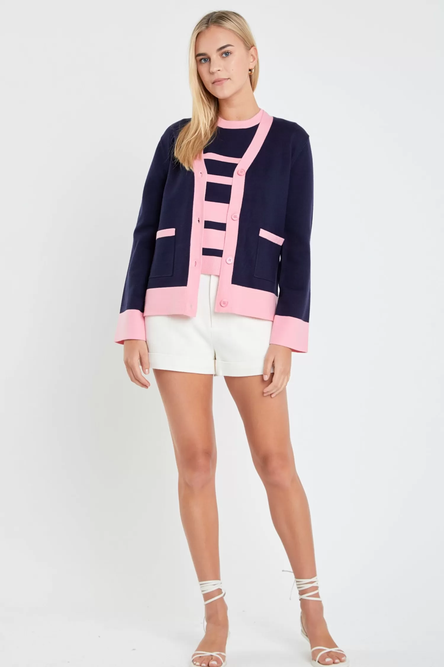 Shop Contrast V-neck Cardigan Jackets & Coats