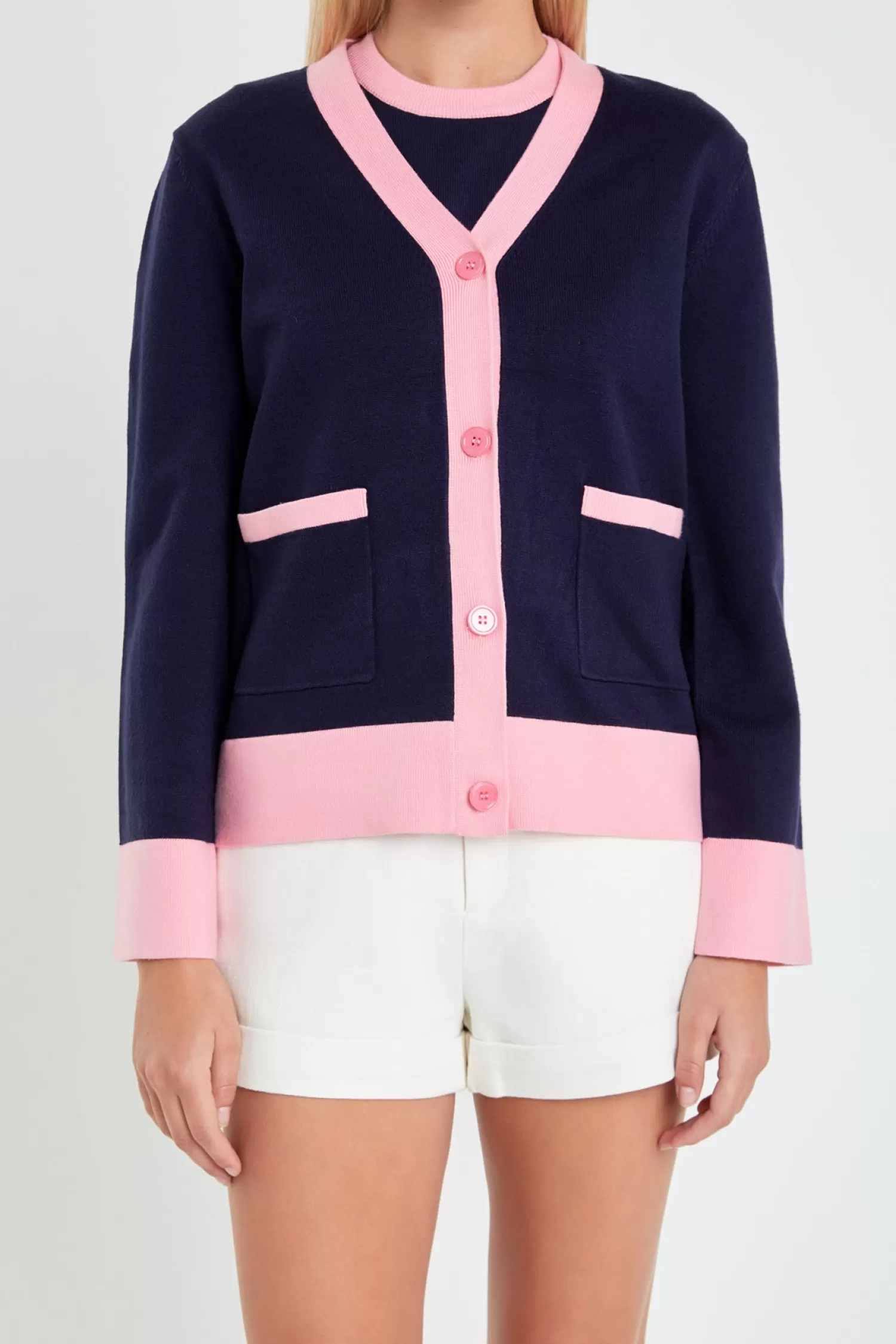 Shop Contrast V-neck Cardigan Jackets & Coats