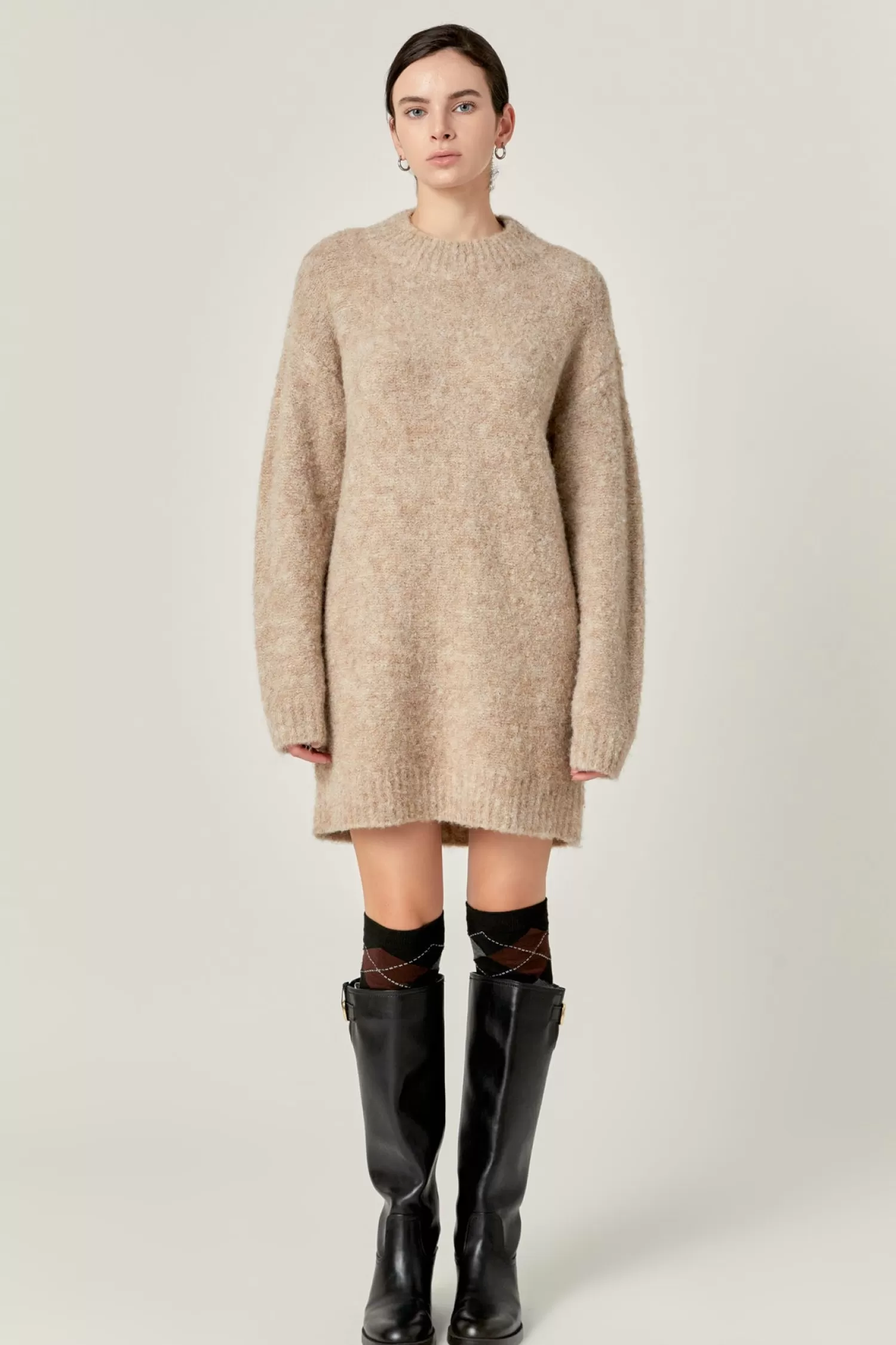 Clearance Cozy Round Sweater Dress Date Night Dreams | Mini Dresses