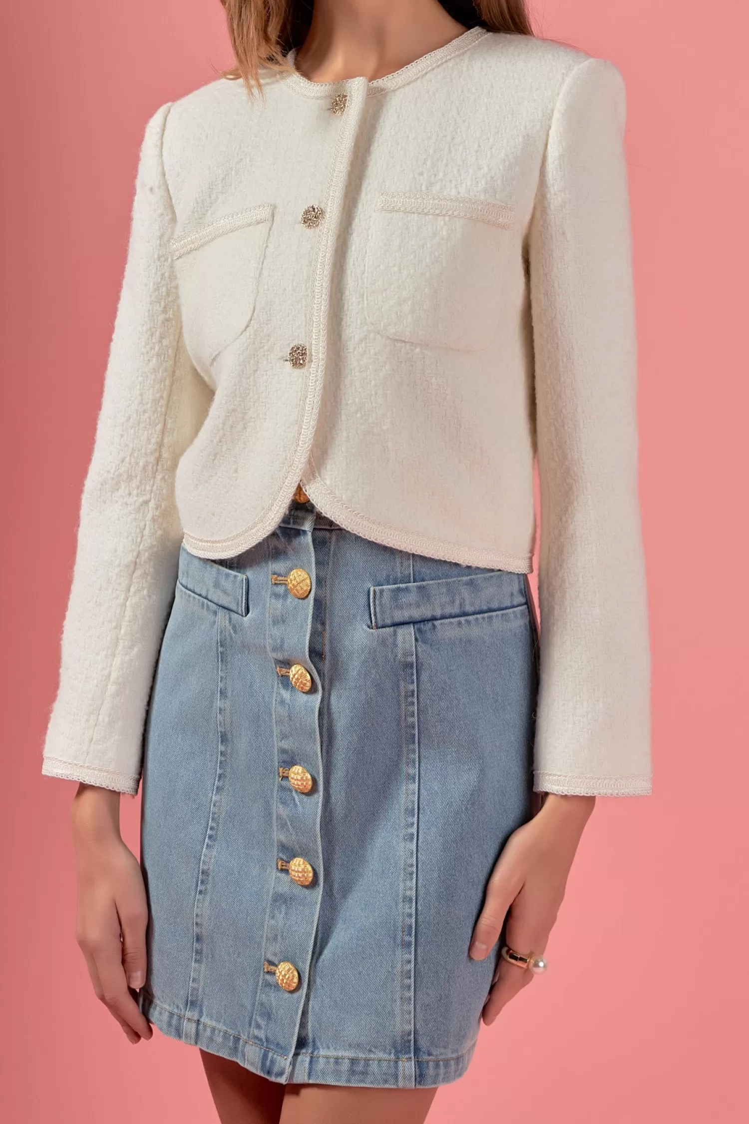 Outlet Cropped Tulip Hem Jacket The Lady Jacket | Old Money Aesthetic