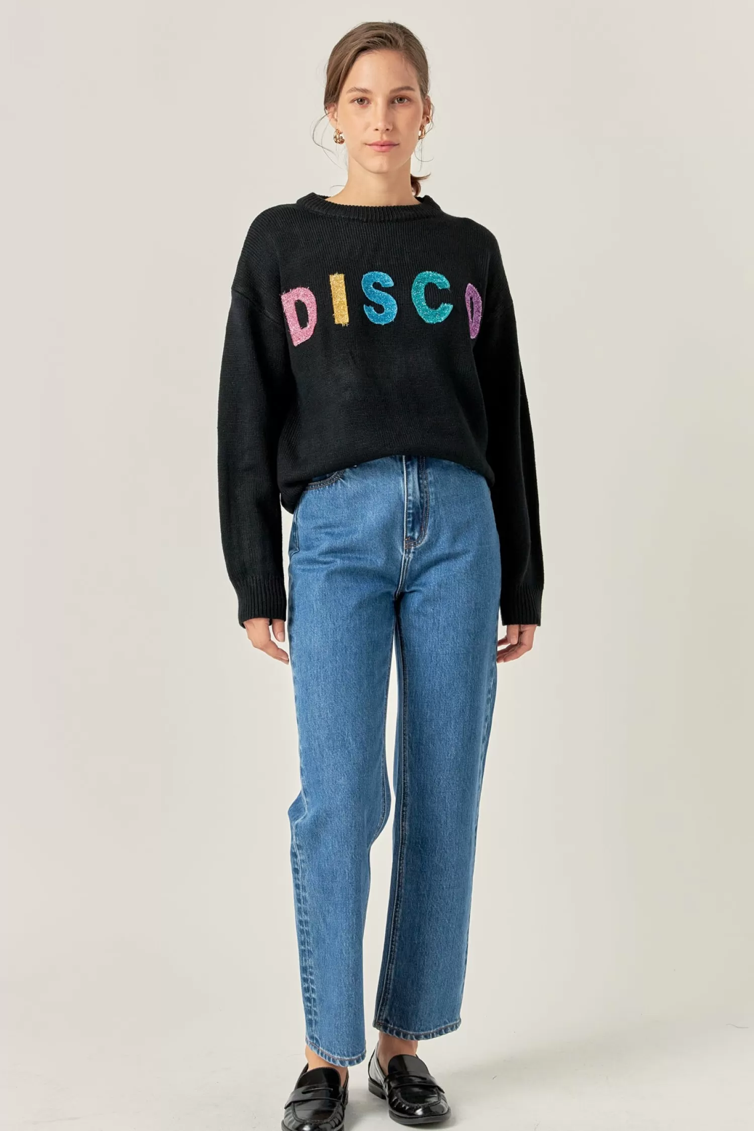 Cheap Disco Glitter Lettering Sweater Sweaters & Knits | Sweater Season