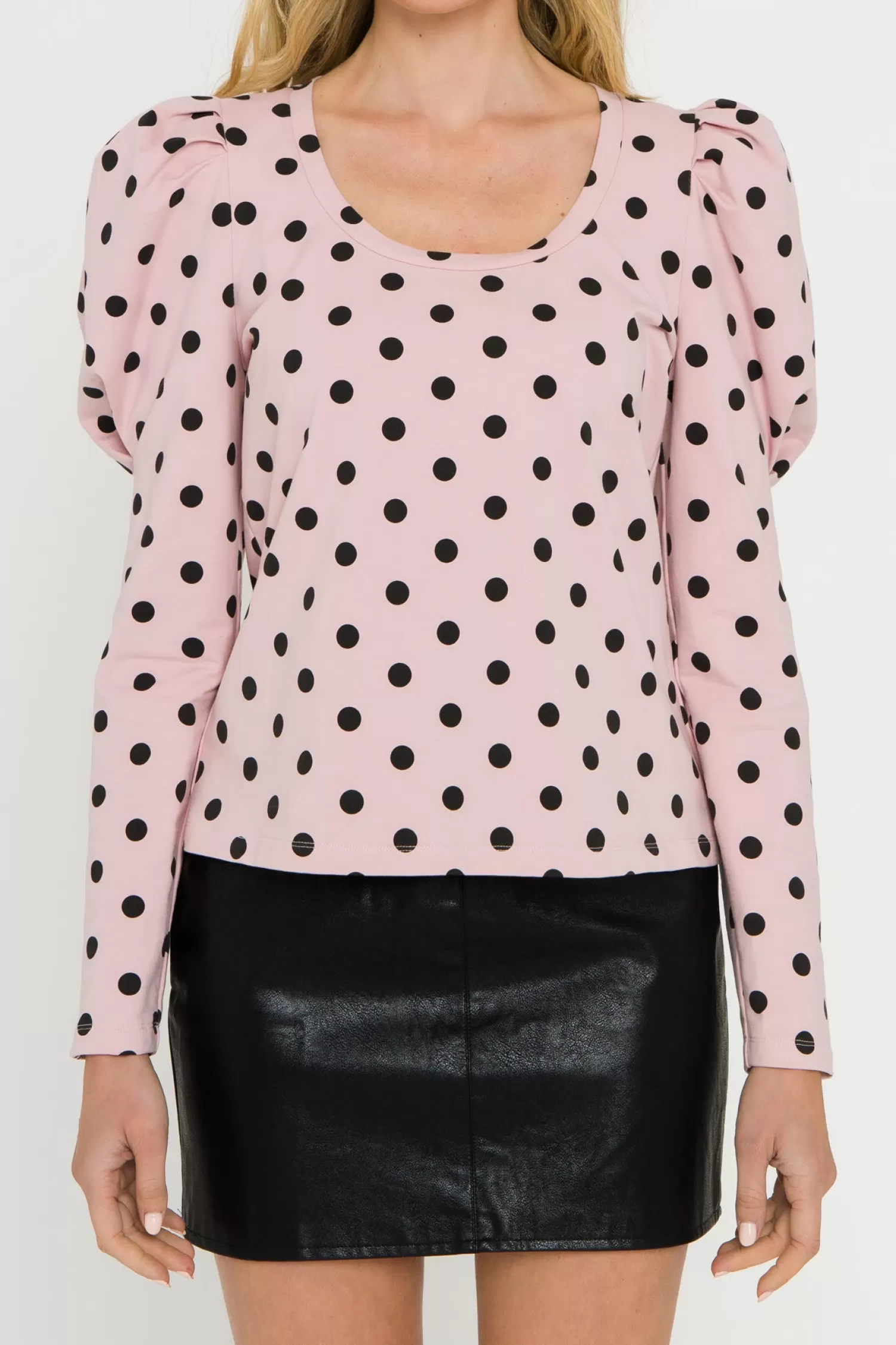 Sale Dotted Puff Long Sleeve T-shirt Tops