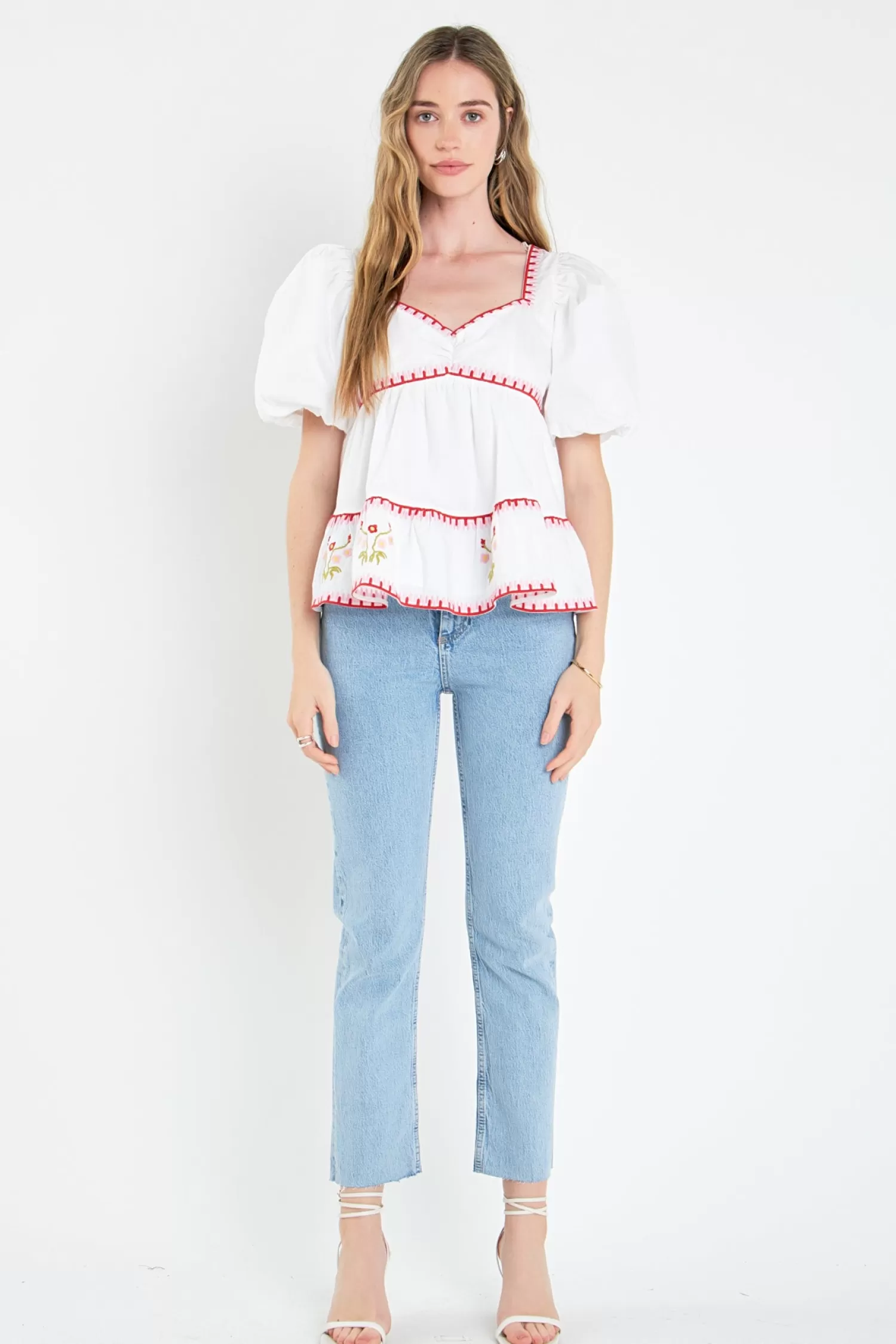 Outlet Embroidered Blouson Top Tops