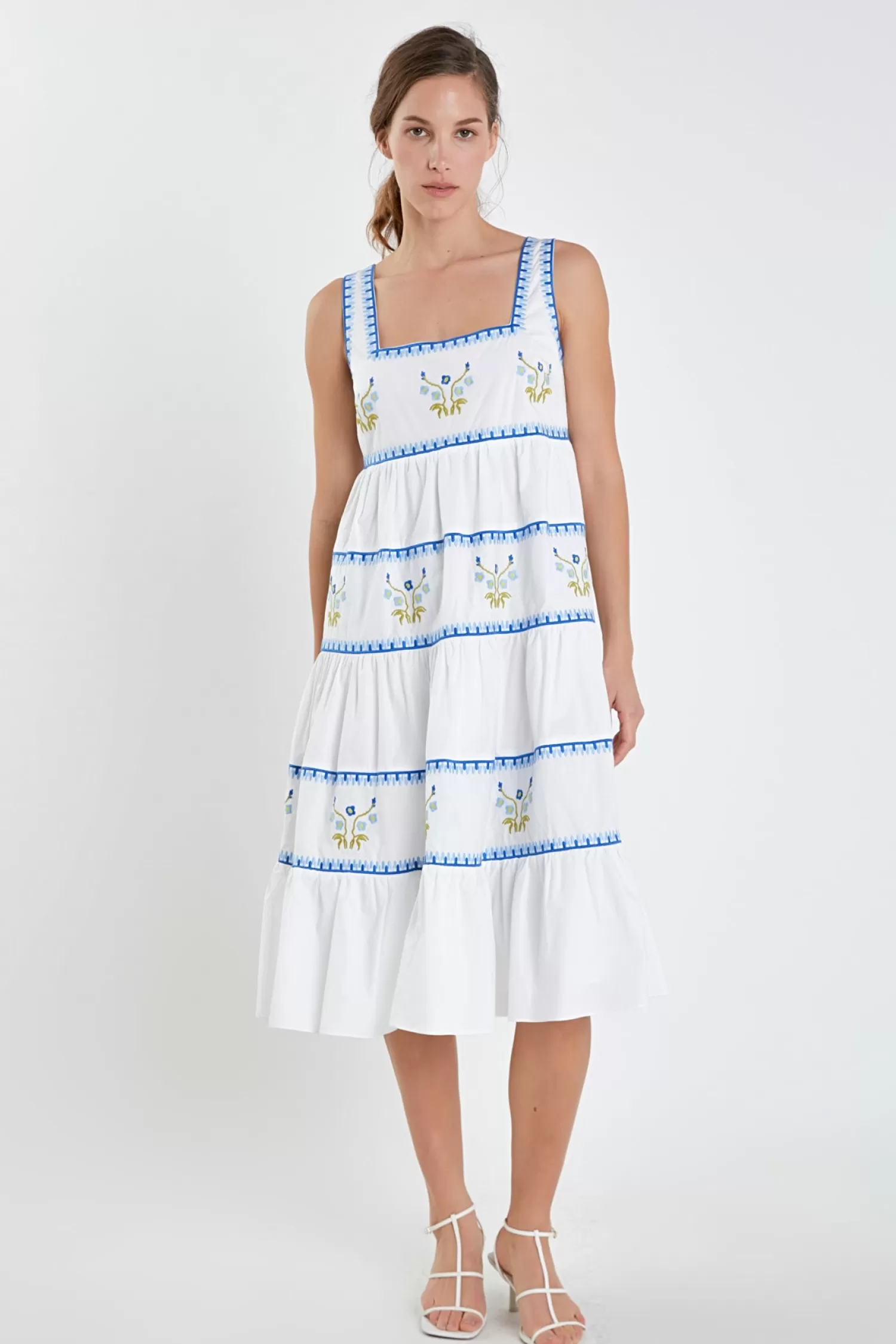 Outlet Embroidered Midi Dress Bridal Shower Glam | Special Occasion