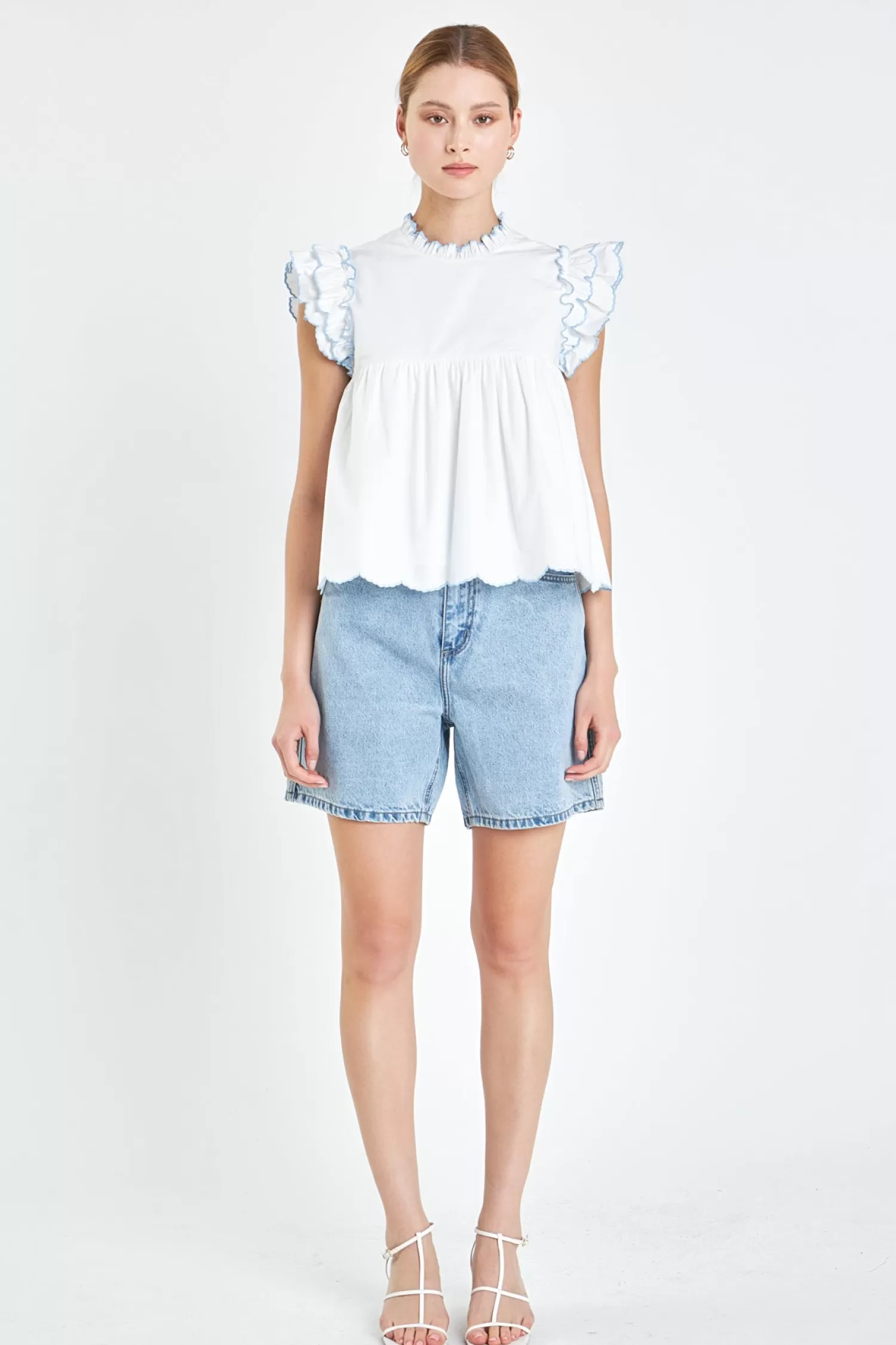 Online Embroidered Scallop Top Frills And Thrills | Tops