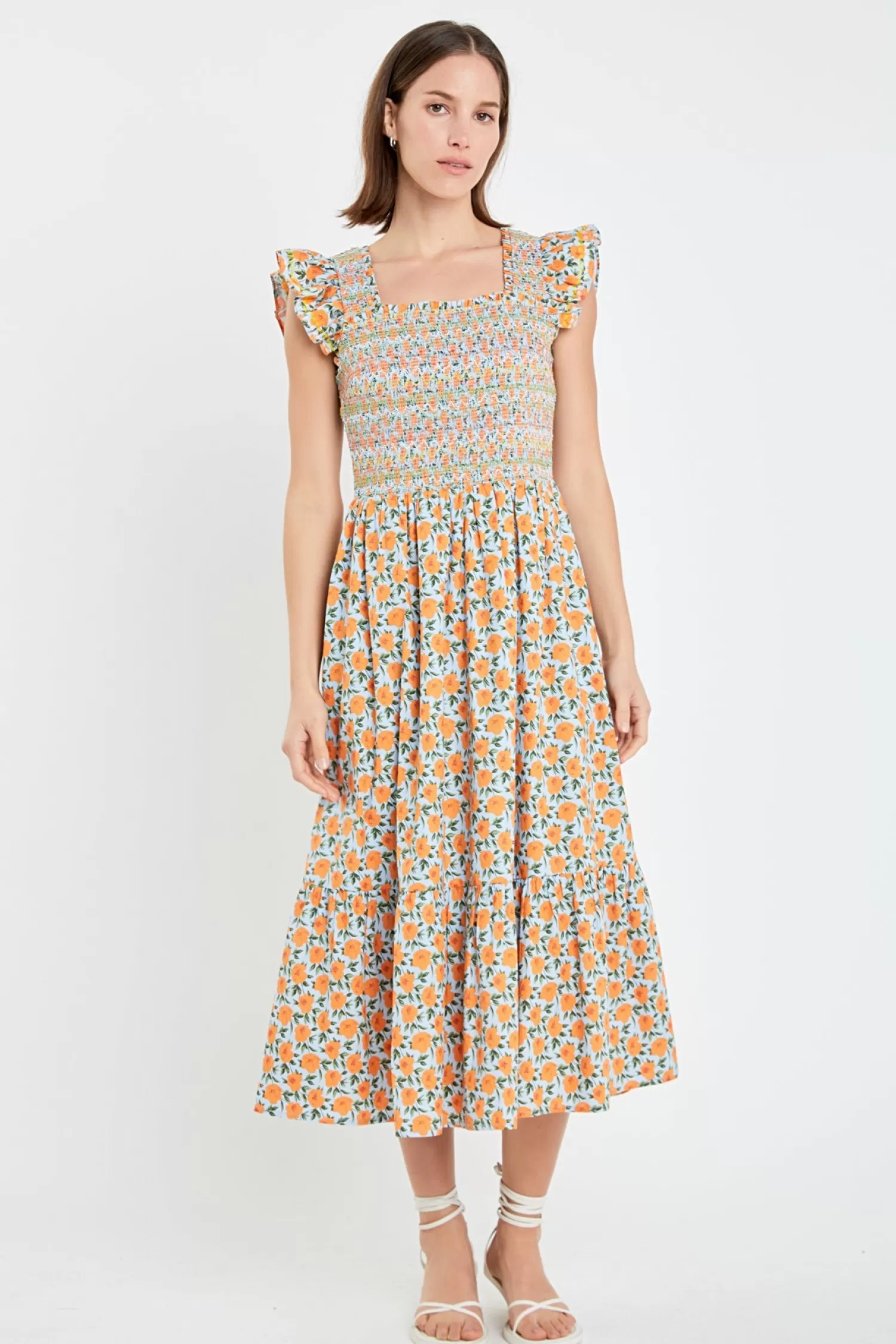 Fashion Embroidered Smocked Midi Dress Maxi Dresses | Frills And Thrills