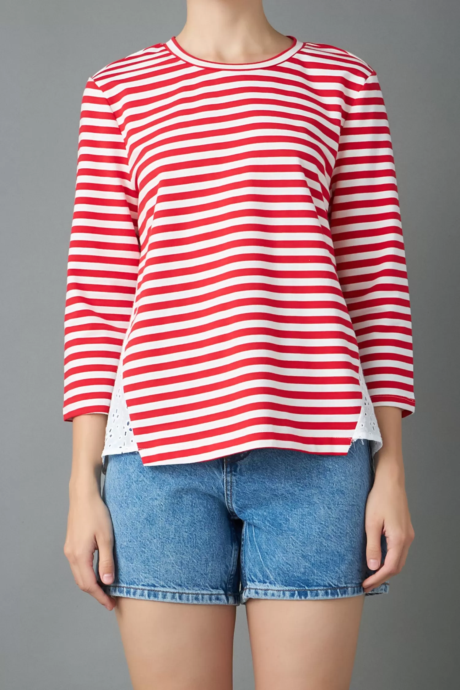 Discount Eyelet Combo Striped Top Stripe Wonders | Tops