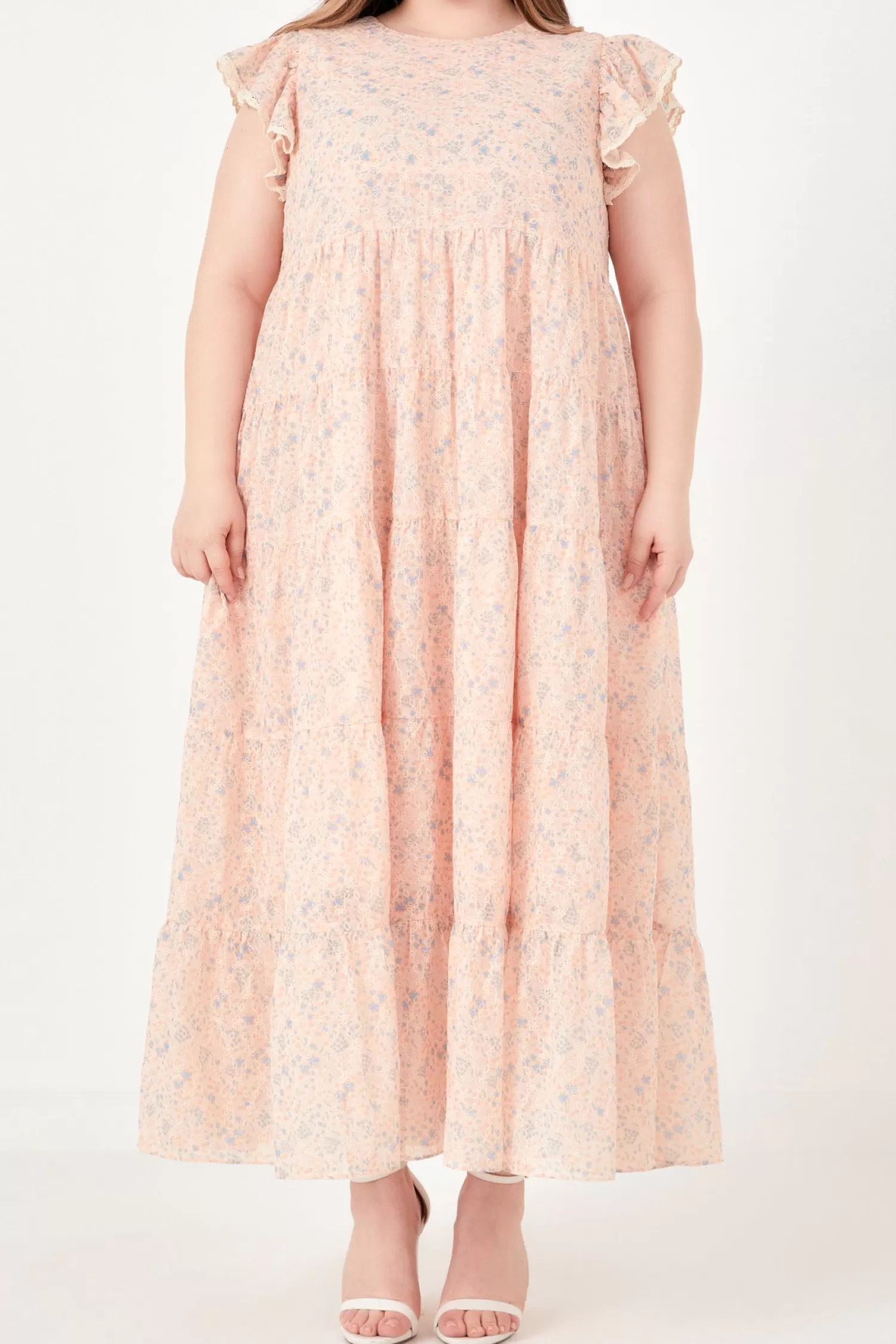 Clearance Eyelet Floral Tiered Maxi Dress Maxi Dresses | Lounge & Casual