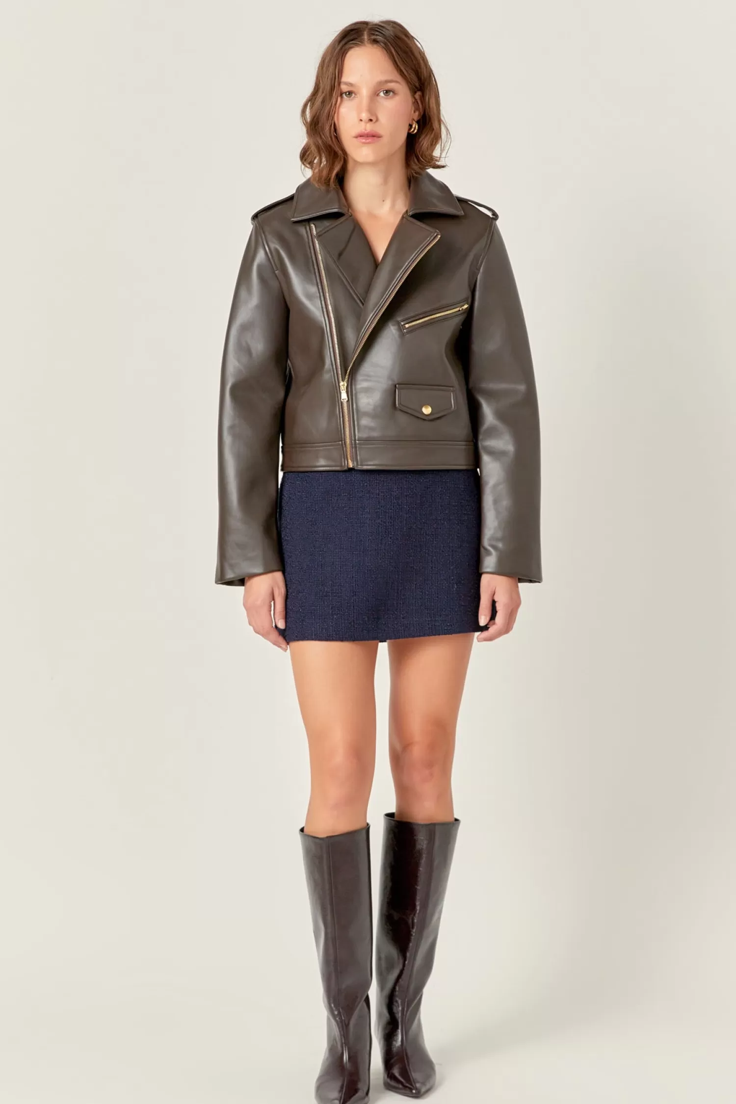 Online Faux Leather Biker Jacket Matching Sets | Jackets & Coats