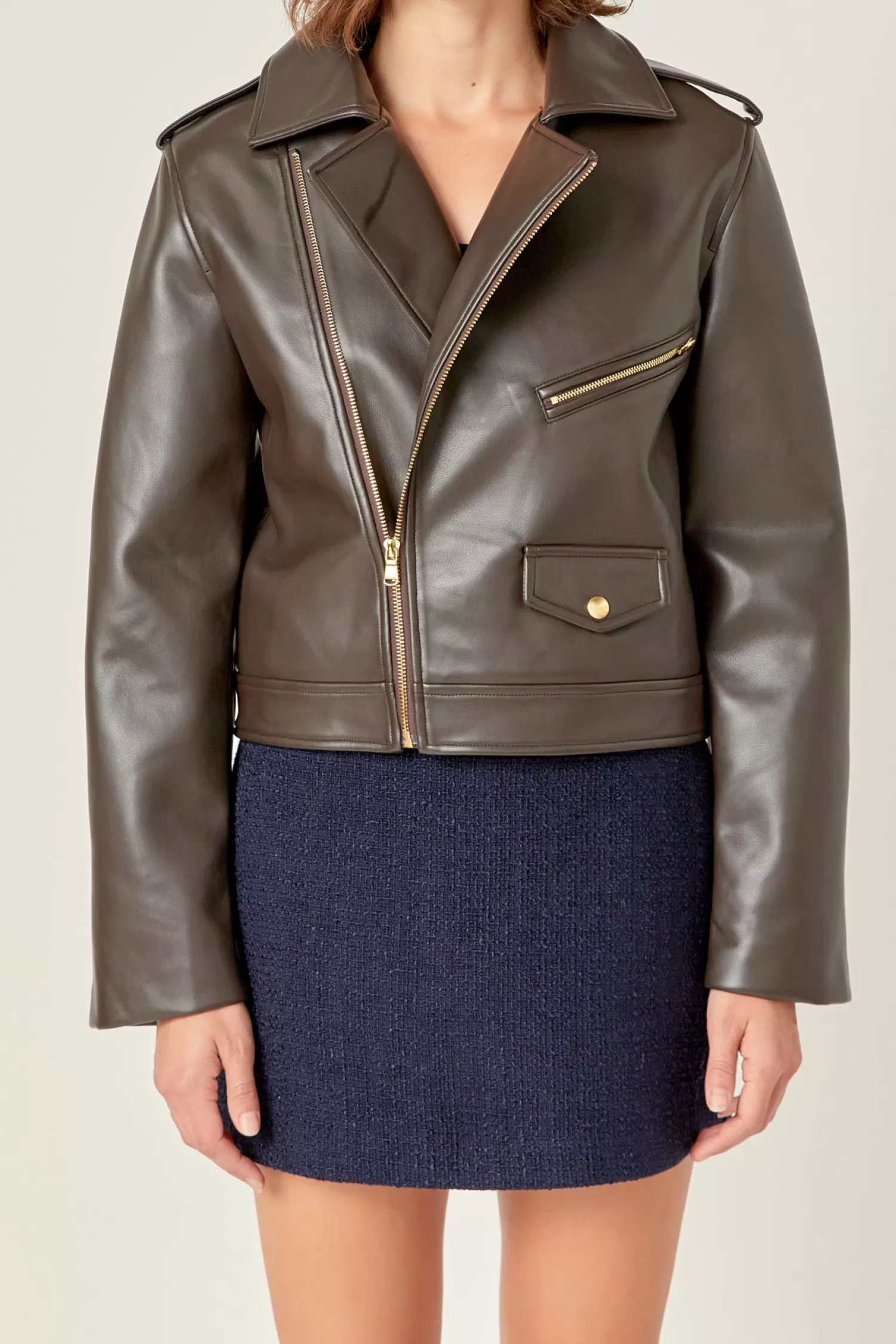 Online Faux Leather Biker Jacket Matching Sets | Jackets & Coats