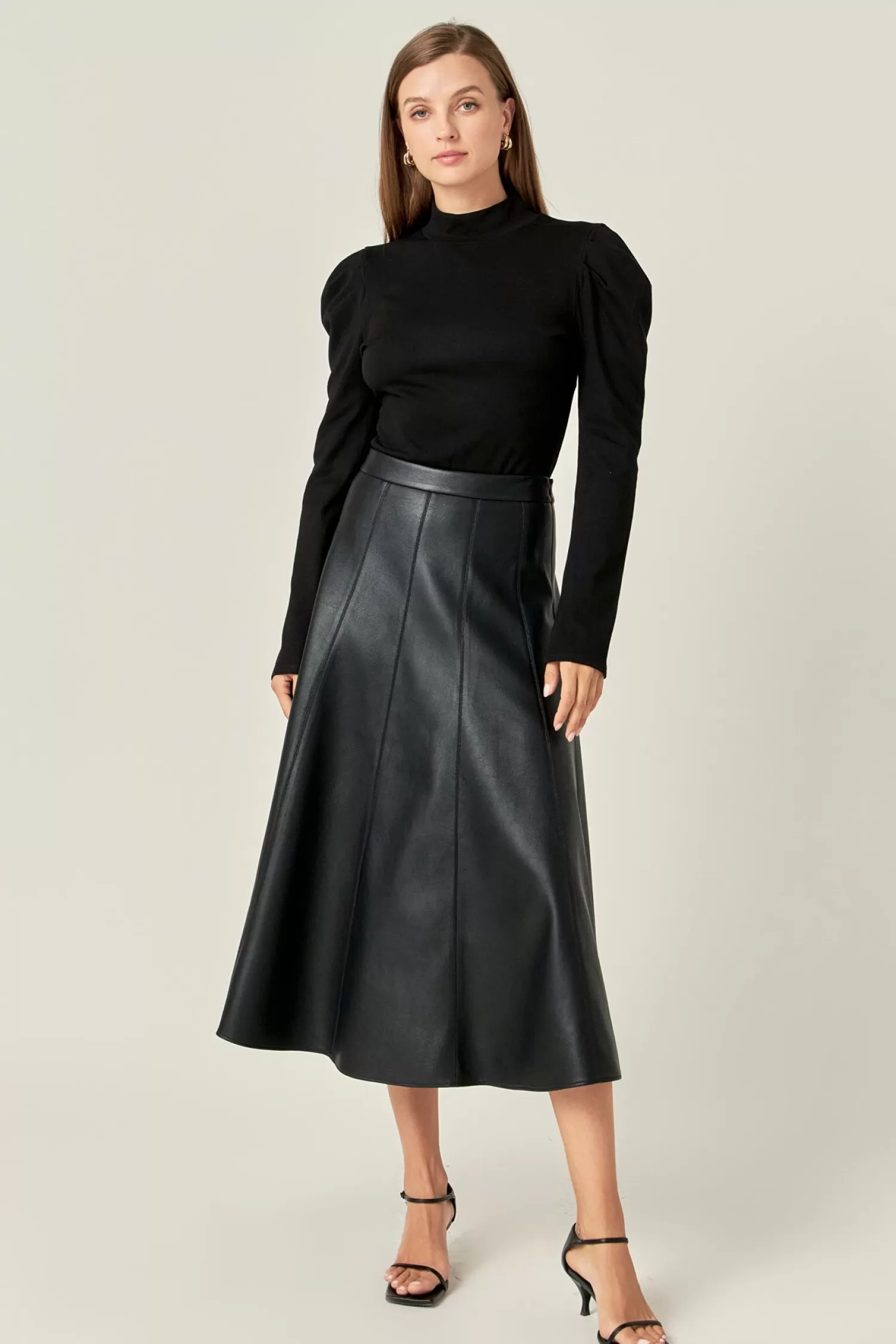 Sale Flare Faux Leather Midi Skirt Midi Dresses | Best Sellers